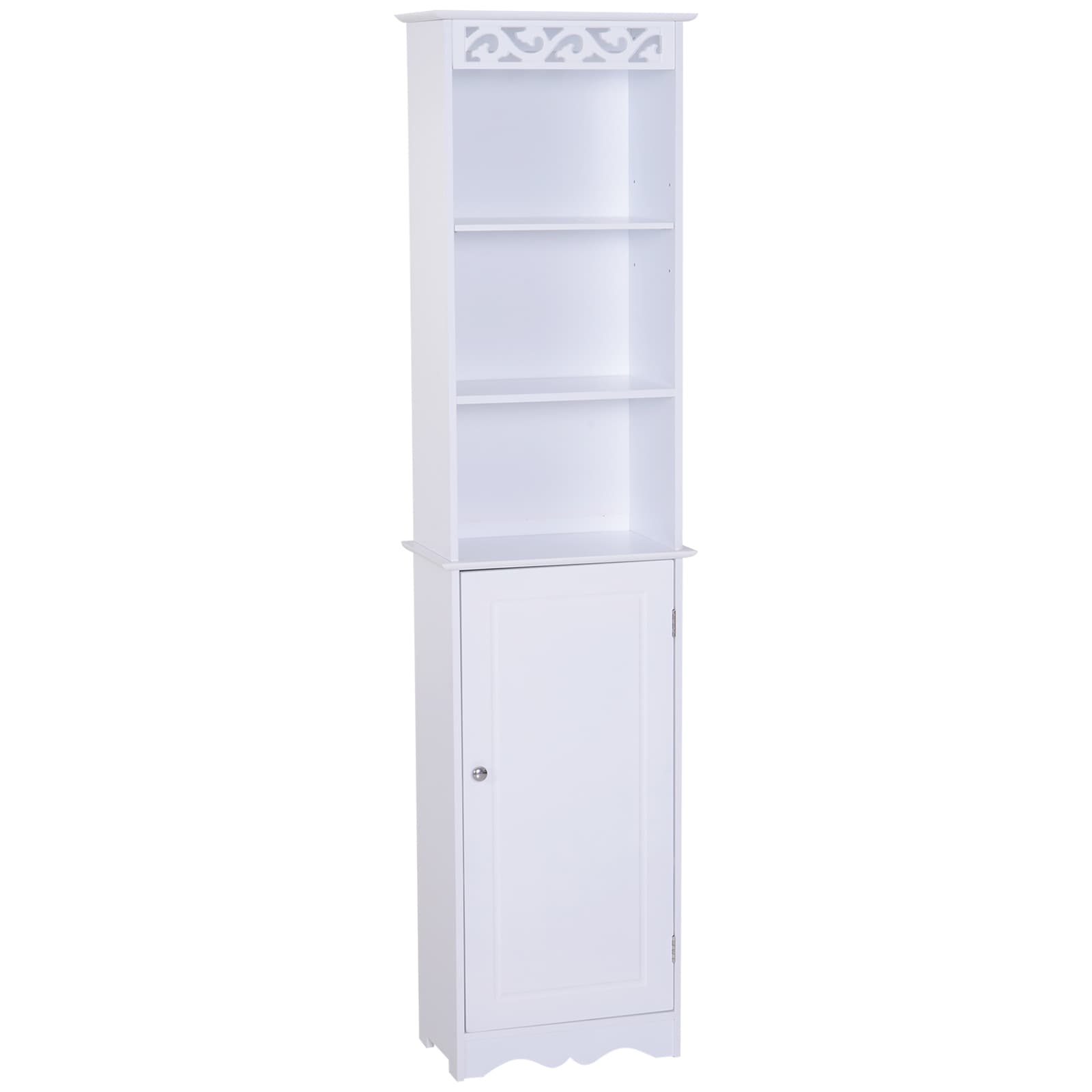 Homcom Meuble Colonne de Salle de Bain Armoire Toilette Haute 1 Placard Porte 5 Étagères Design Moderne MDF 40 x 23 x 160 cm Blanc