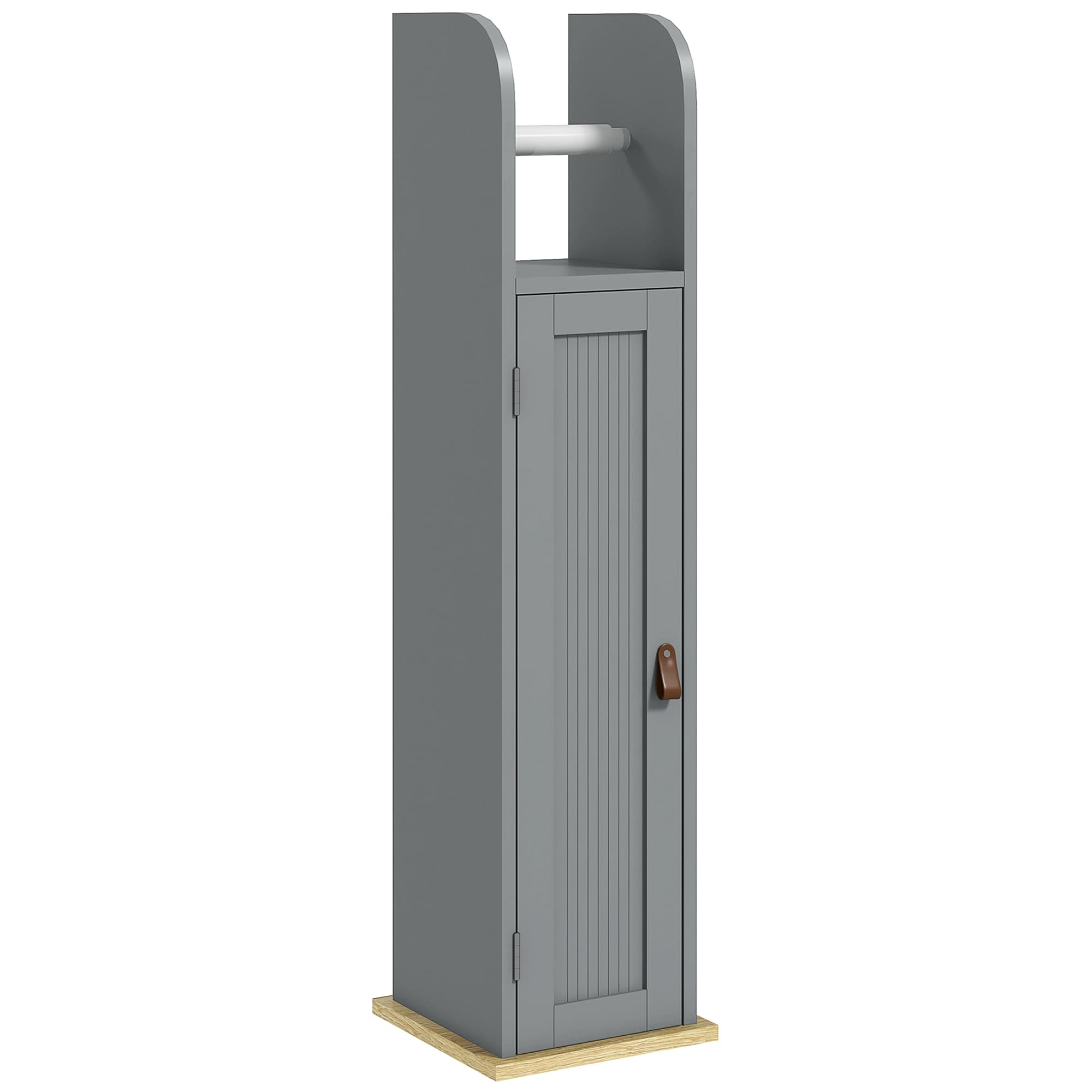 kleankin Meuble porte-papier toilette colonne Meuble de salle de bain avec placard et étagères réglables 20 x 20 x 80 cm gris