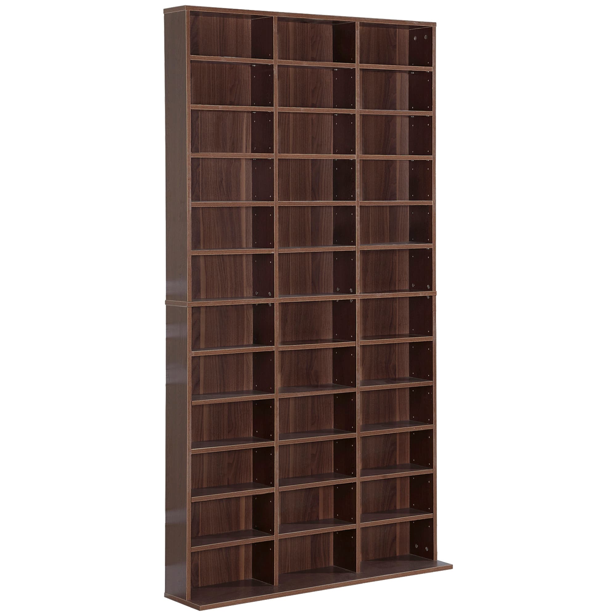 HOMCOM Étagère Rangement CD/DVD Meuble de Rangement pour 1116 CDs 33 Compartiments réglables en Hauteur 102 x 24 x 195 cm Marron