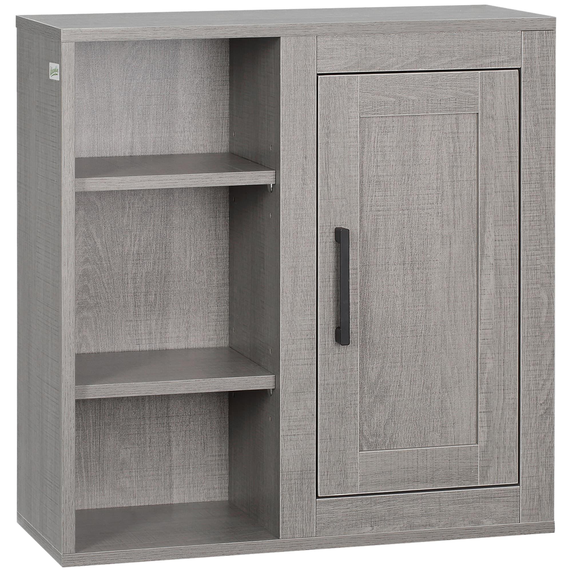 kleankin Meuble Mural Meuble de Rangement Suspendu pour Salle de Bains avec étagères et Une Porte - 48 x 20 x 50 cm - Gris