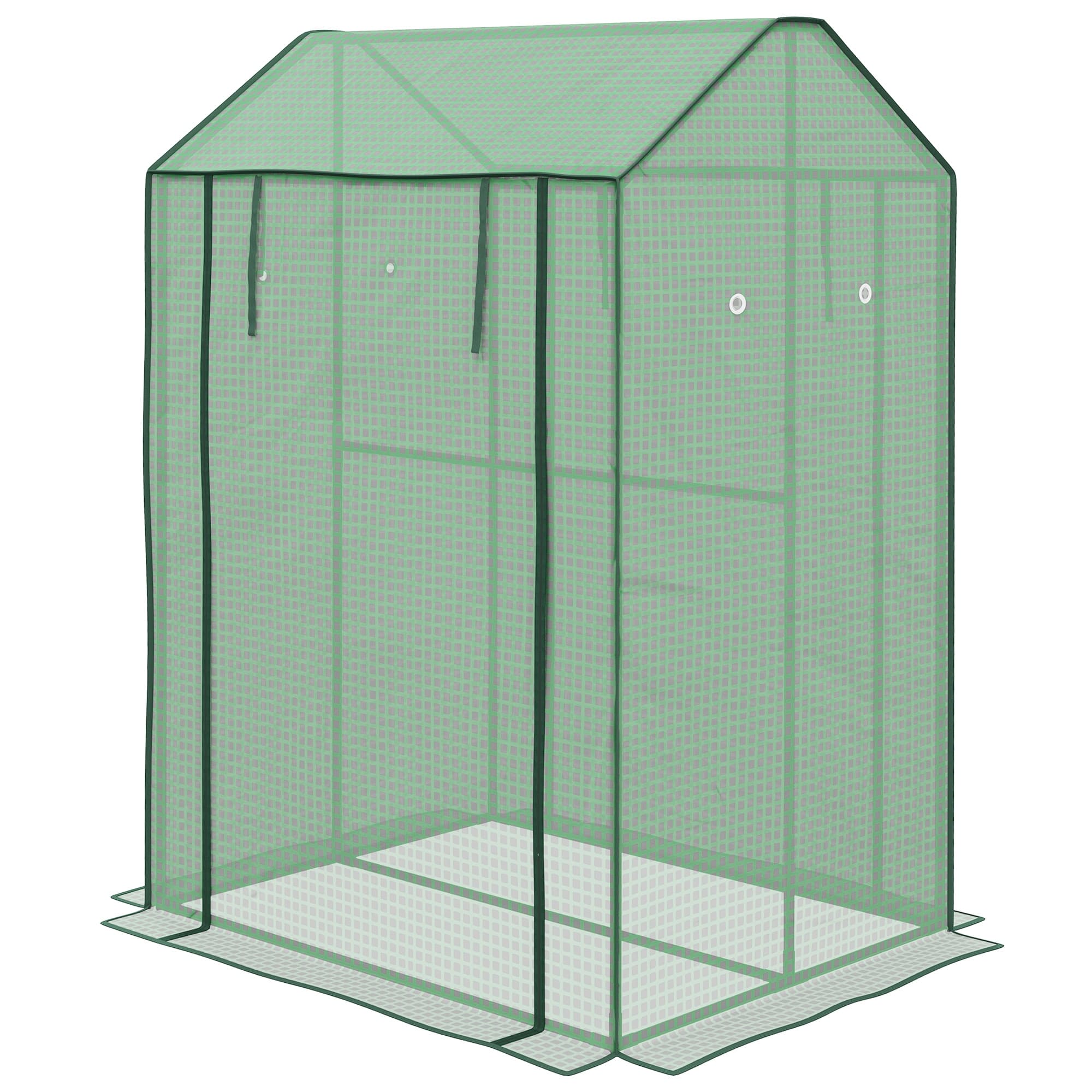 Outsunny Serre de jardin avec 2 espaces et 2 portes enroulables - 0,8 m2 Serre à tomates dim. 1L x 0,8l x 1,5H m, Acier et PE