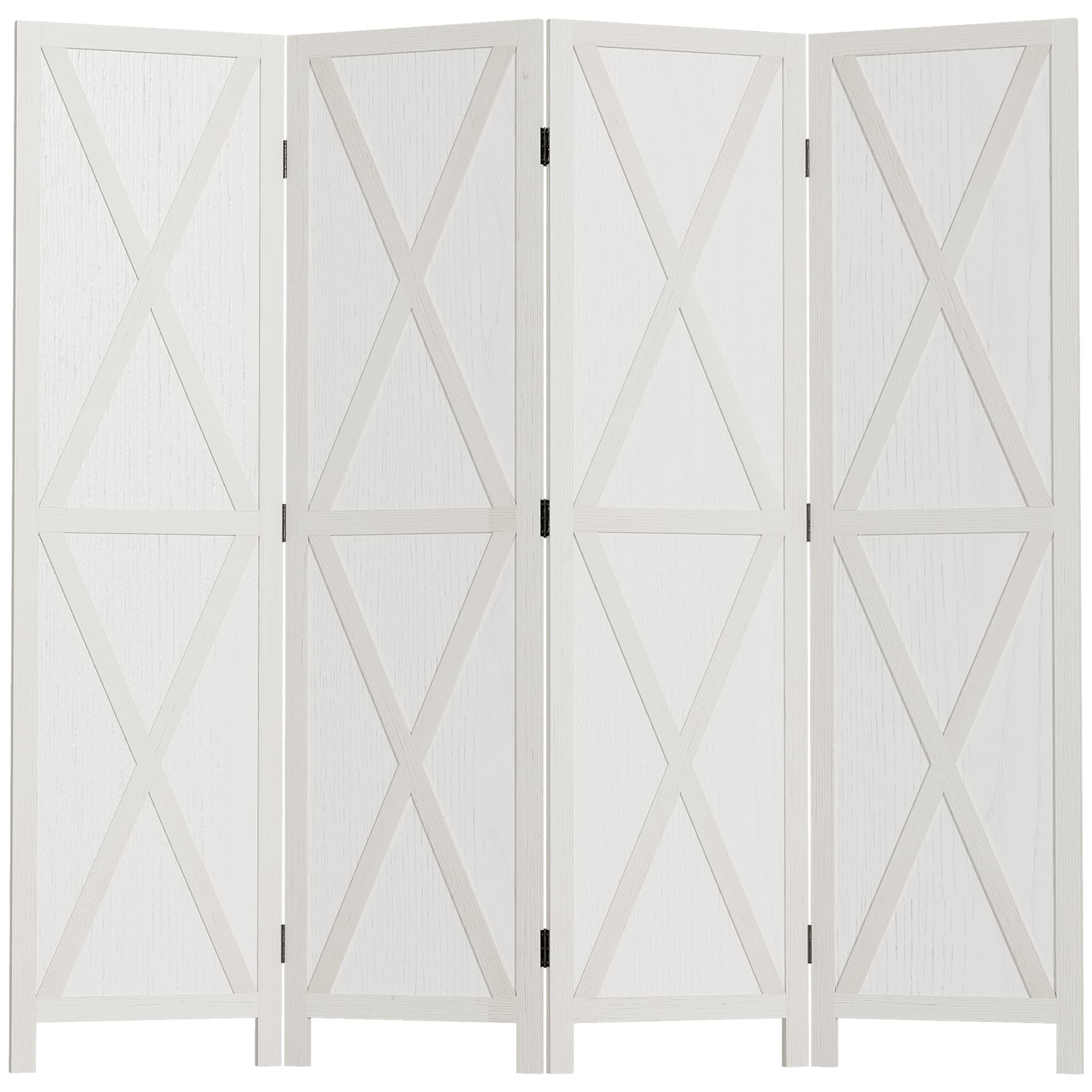 HOMCOM Paravent Rustique 4 Panneaux en Paulownia Blanc Chic Campagne 182x170cm Aosom France