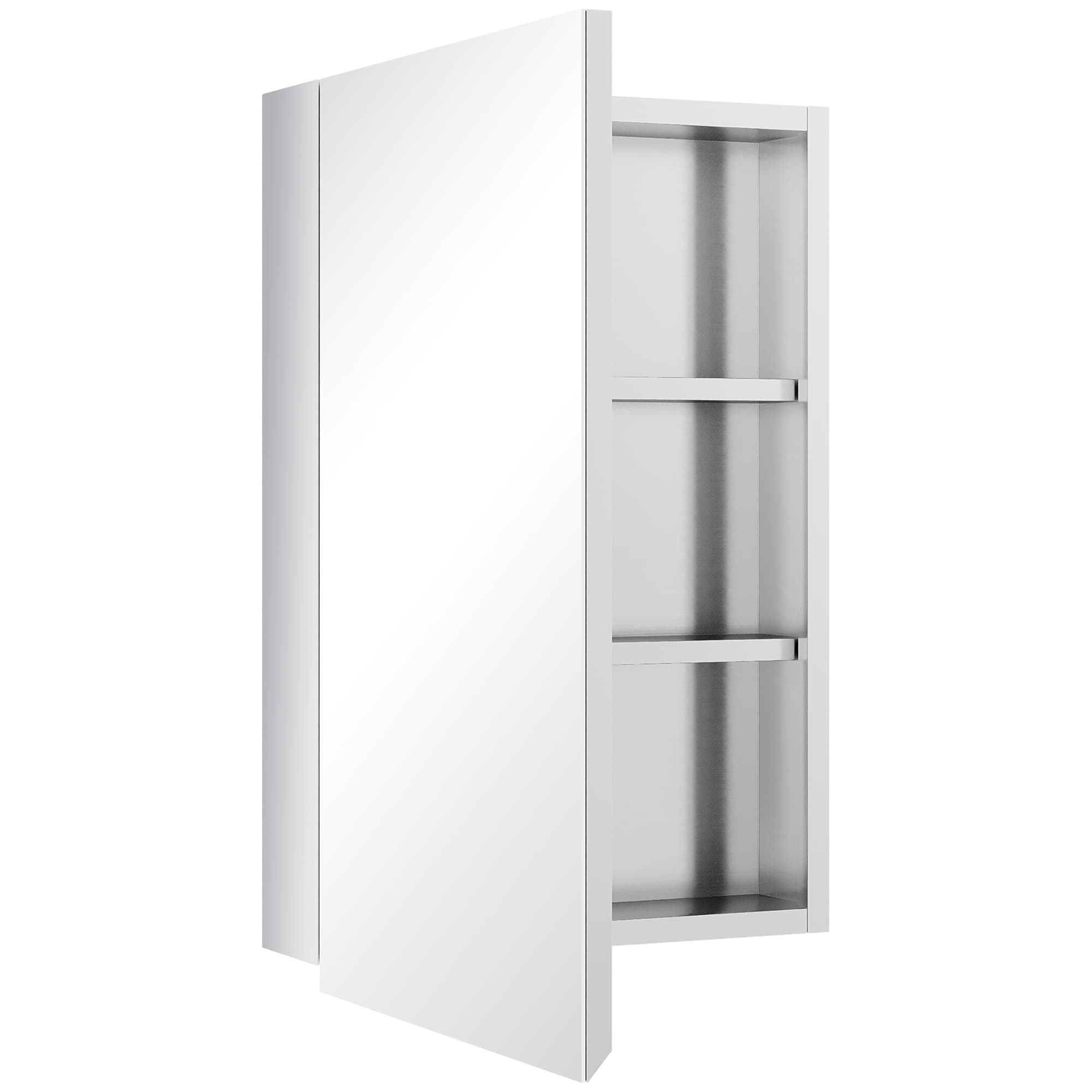 kleankin Armoire murale de salle de bain avec 1 porte miroir et 2 étagères en acier dim. 39L x 12l x 60H cm Aosom France