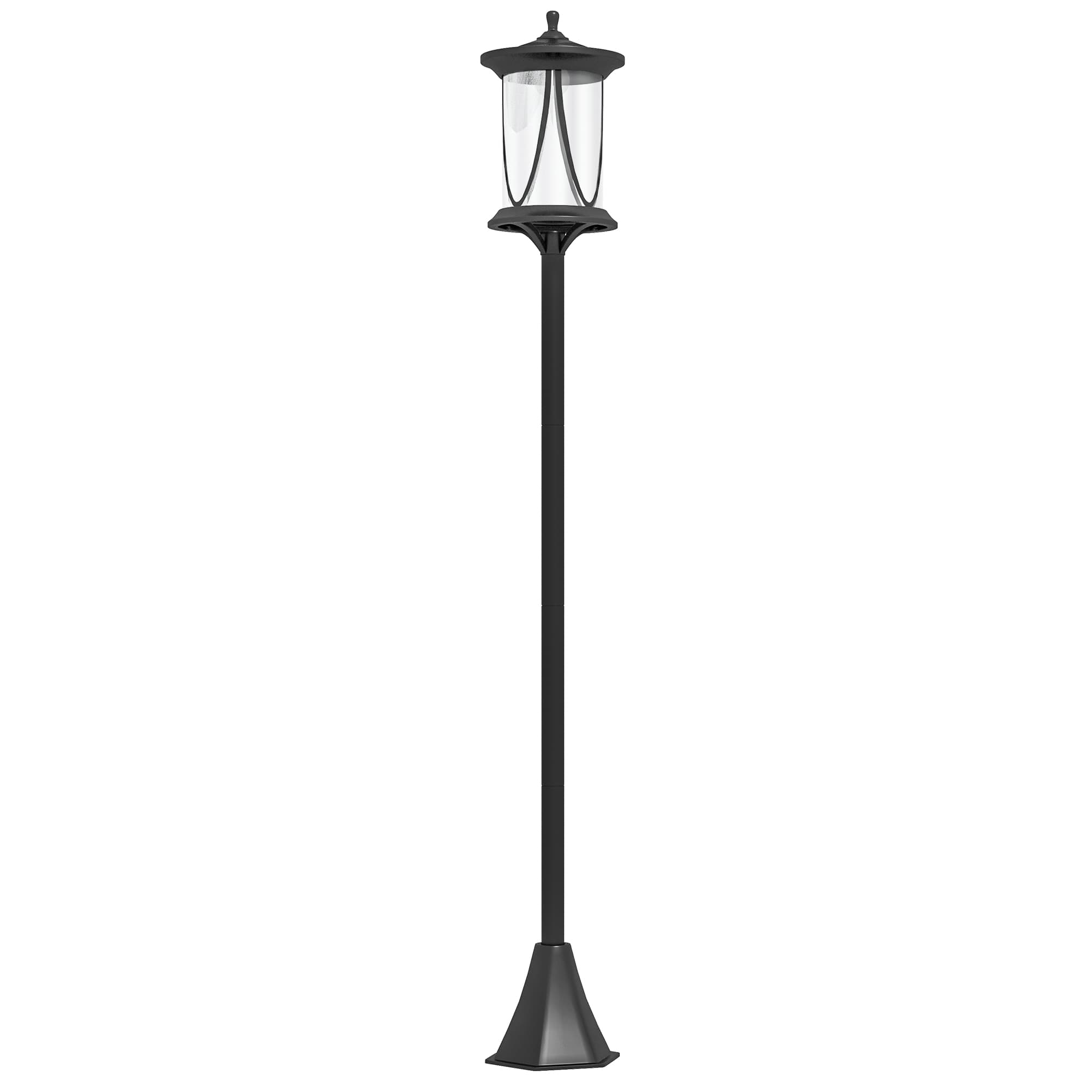 Outsunny Lampadaire solaire extérieur lampadaire de jardin LED avec interrupteur marche/arrêt 17 x 17 x 127 cm noir