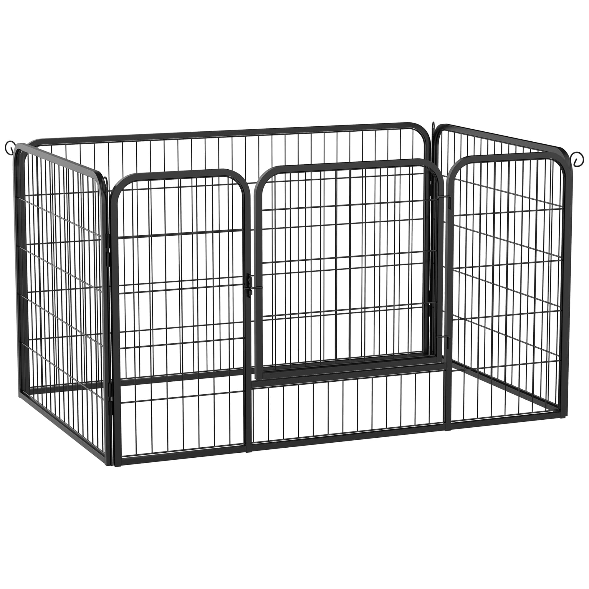 PawHut Parc enclos modulable acier 4 panneaux et 1 porte pour chiens, lapins, petits animaux, intérieur et extérieur 125L x 80l x 70H cm noir