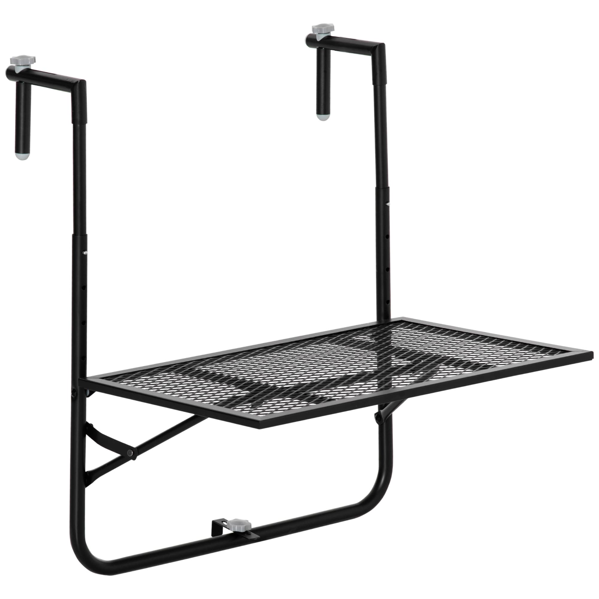Outsunny Table de balcon suspendue en métal pliable et hauteur réglable dim. 60L x 60P x 57-72H cm - noir-AOSOM.fr