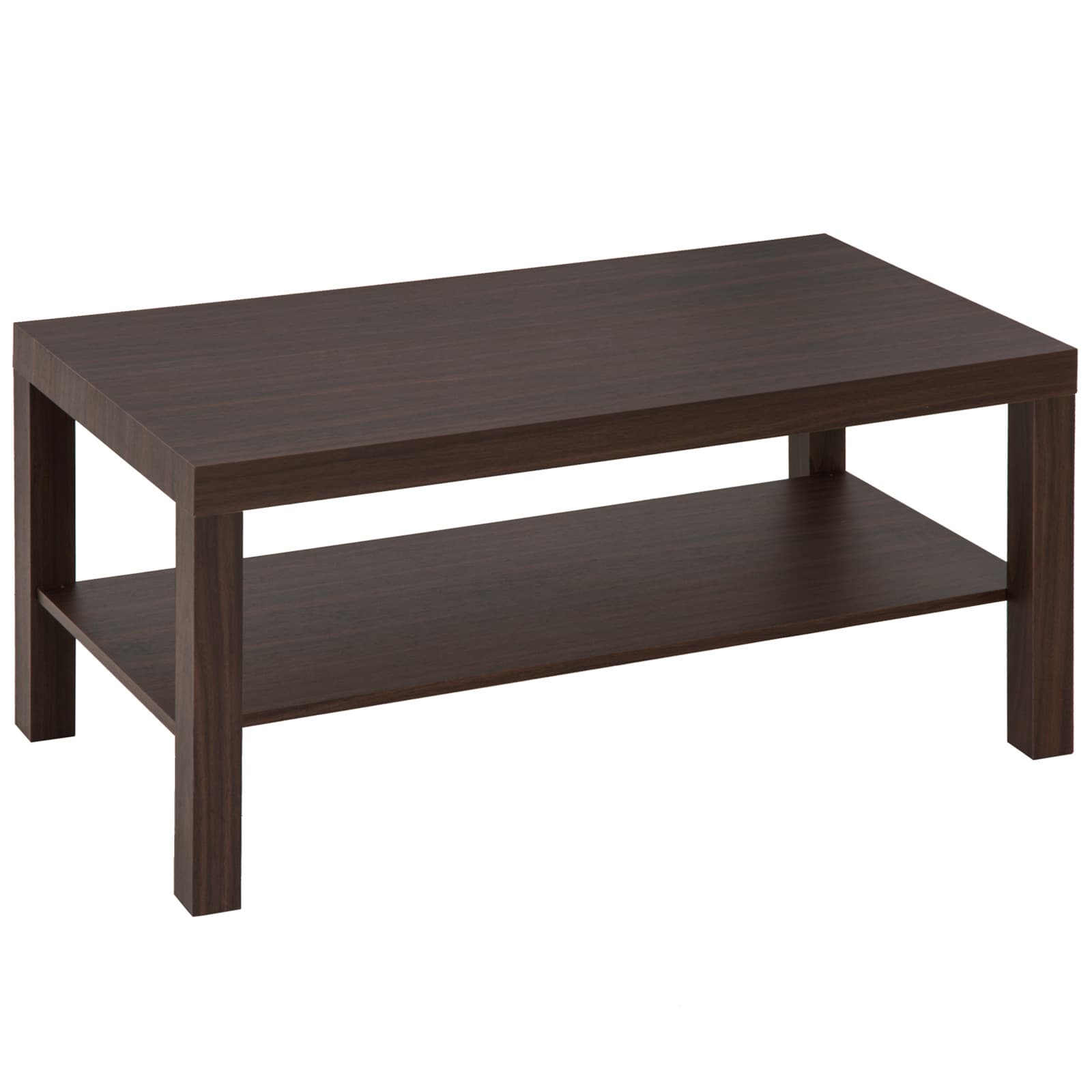 HOMCOM Table Basse Design de Salon Rectangulaire Etagère de Rangement E1 MDF 90 x 45 x 41 cm Noyer