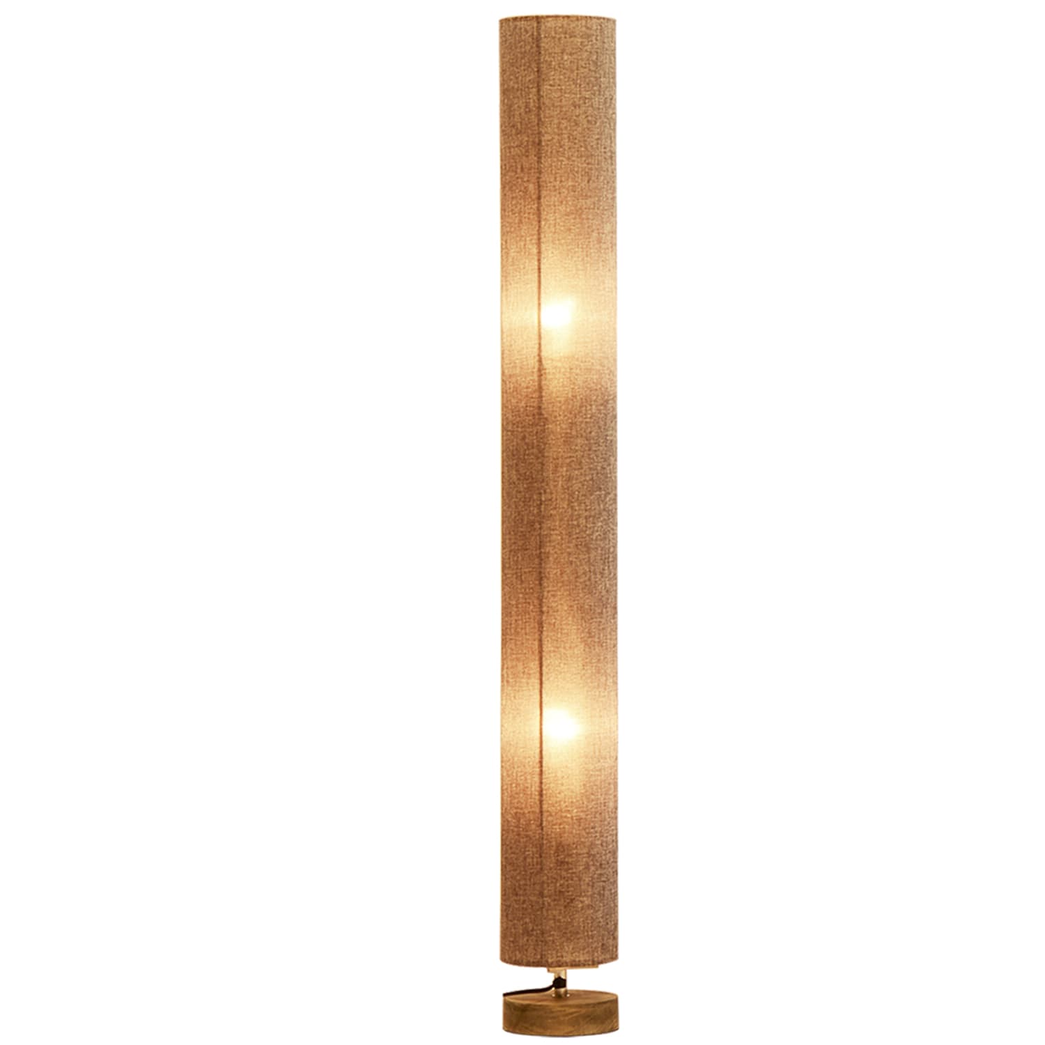 Homcom Lampadaire Lampe Colonne sur Pied Abat-Jour Lin Circulaire Double Lumière Tamisée 40 W Ø 15 x 120 cm Gris Chiné