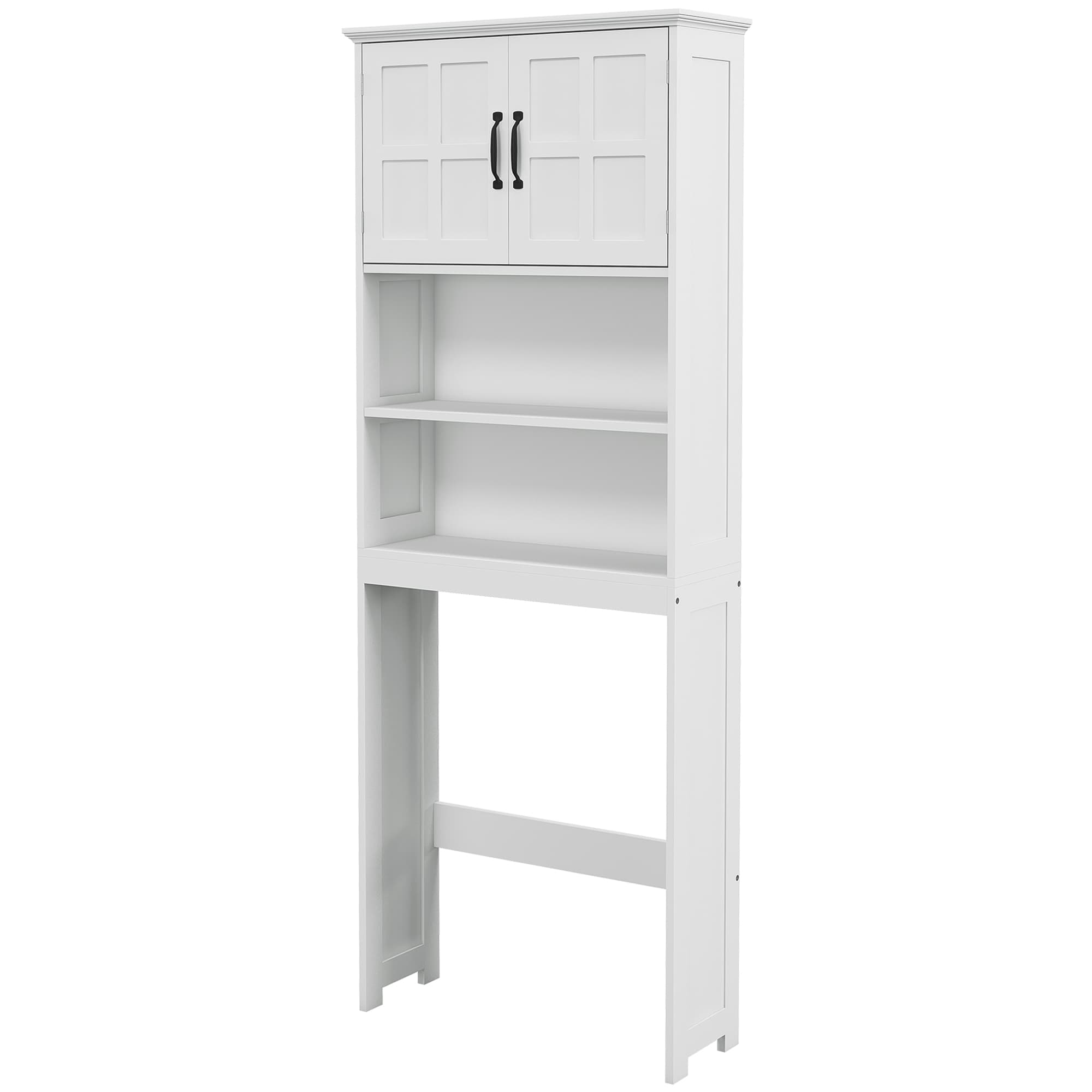 kleankin Meuble WC dessus de toilette armoire de rangement de salle de bain avec niches placard à double porte étagère réglable