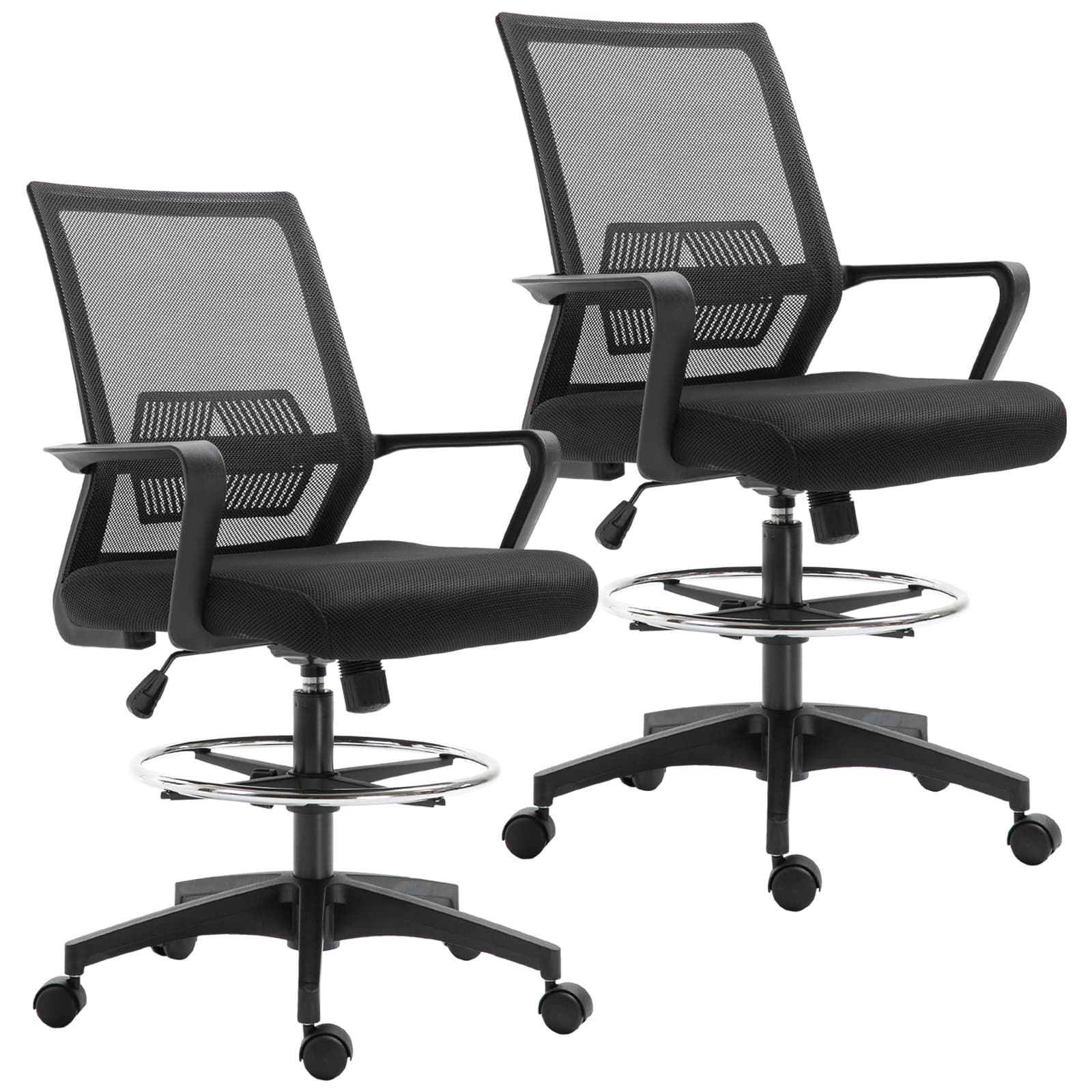 Vinsetto Lot de b2 fauteuils de bureau chaise de bureau assise haute réglable dim. 64L x 59l x 104-124H cm
