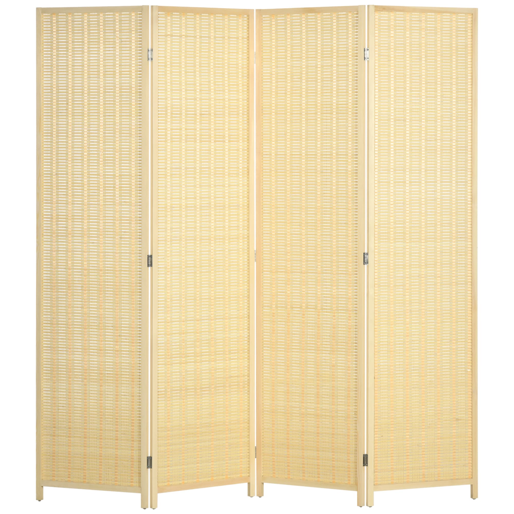 HOMCOM Paravent en bois séparateur de pièce closion de séparation pliable 4 panneaux 180 x 180 cm naturel Aosom France
