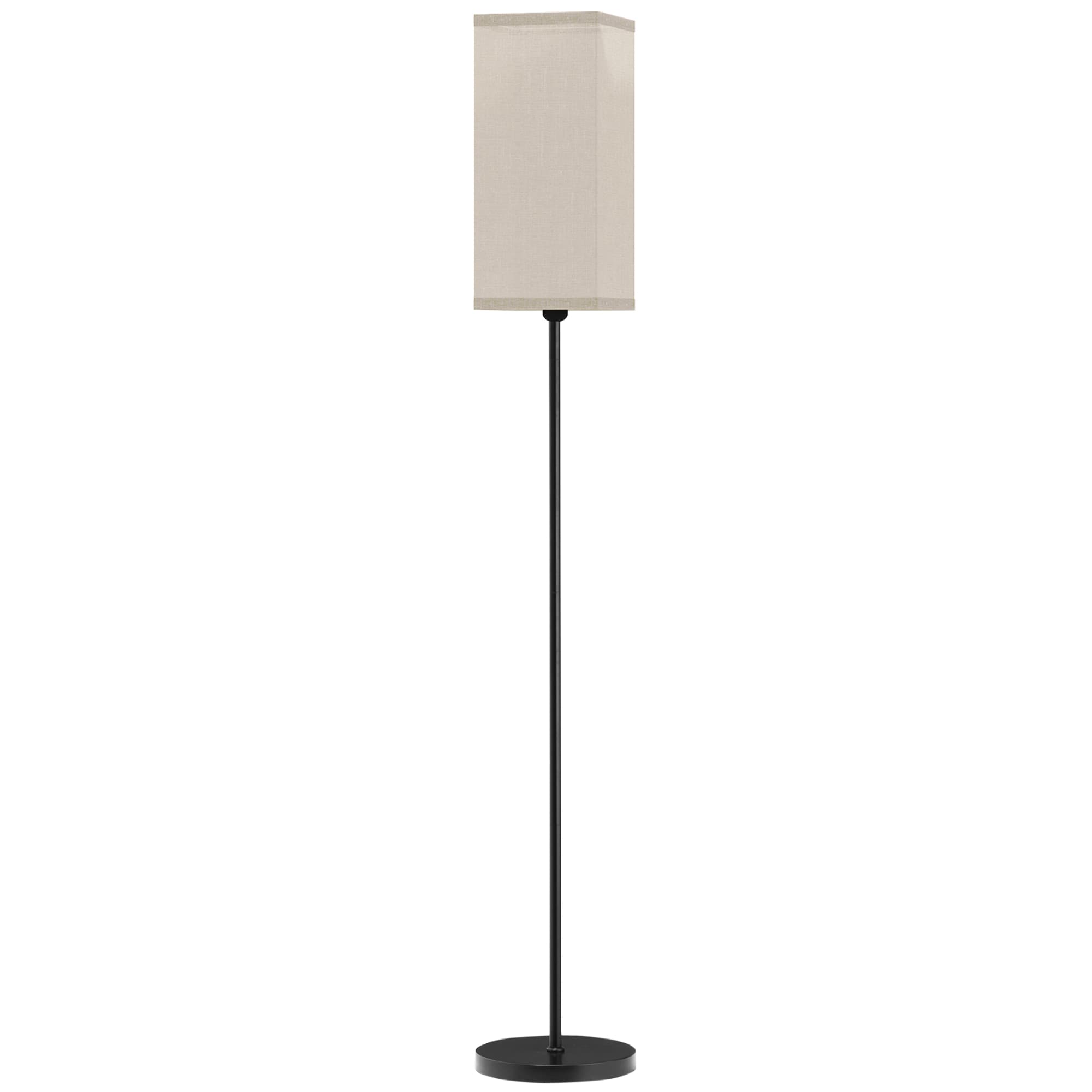 HOMCOM Lampadaire sur pied salon lampe salon sur pied avec abat-jour beige effet lin interrupteur à pied Ø 25 x 161,5 cm noir