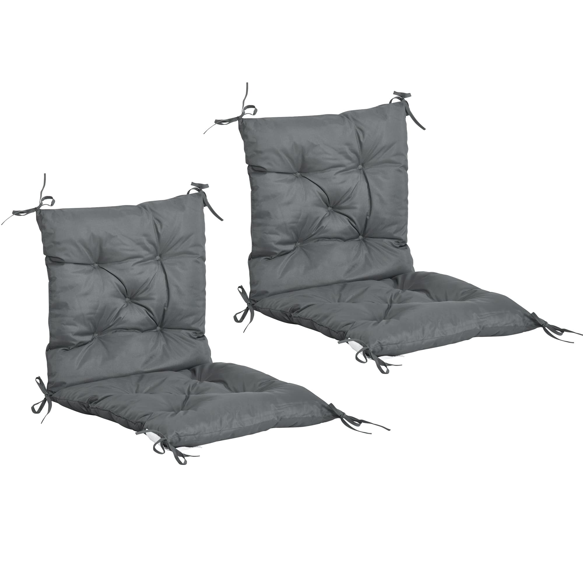 Outsunny Lot 2 Coussins Matelas Chaise Fauteuil Confort Assise Dossier 2en1 98Lx50lx8H cm Gris Aosom France