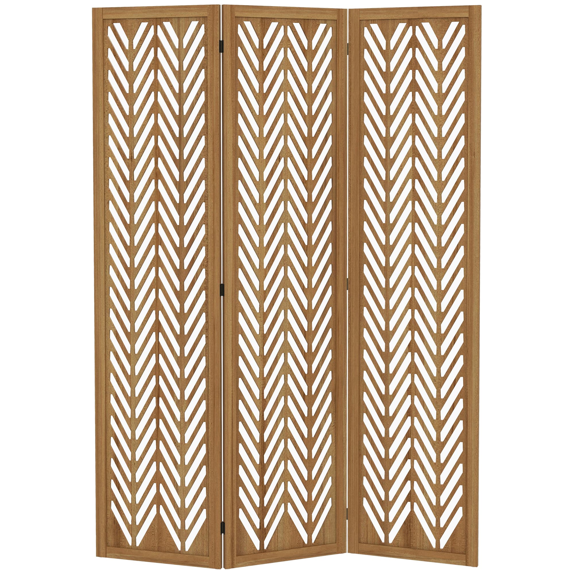 HOMCOM Paravent en bois ajouré séparateur de pièce closion intérieur pliable 3 panneaux en bois 120 x 170 cm naturel