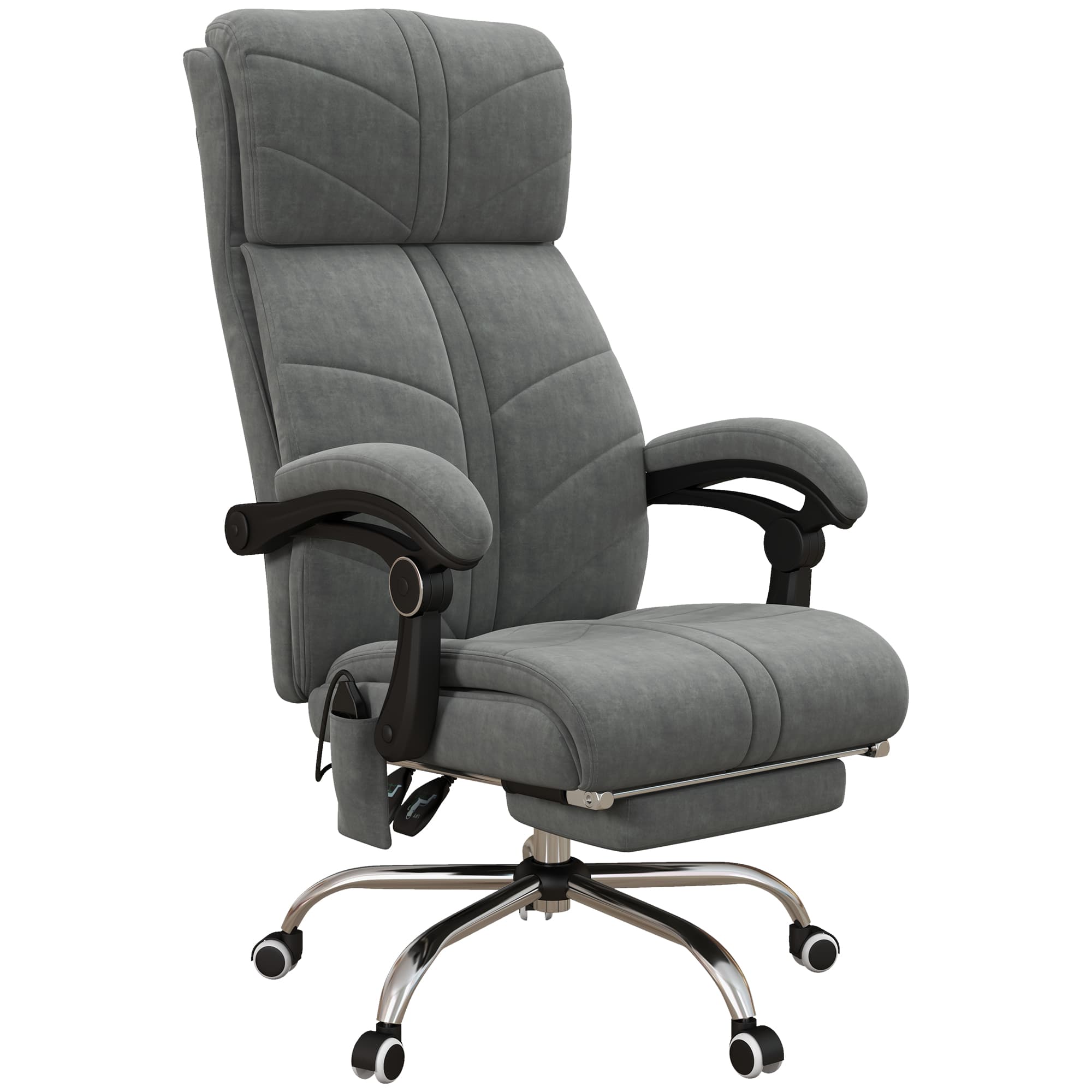 Vinsetto Fauteuil manager chaise de bureau massant chauffant design contemporain inclinable avec repose-pieds intégré 5 roulettes gris