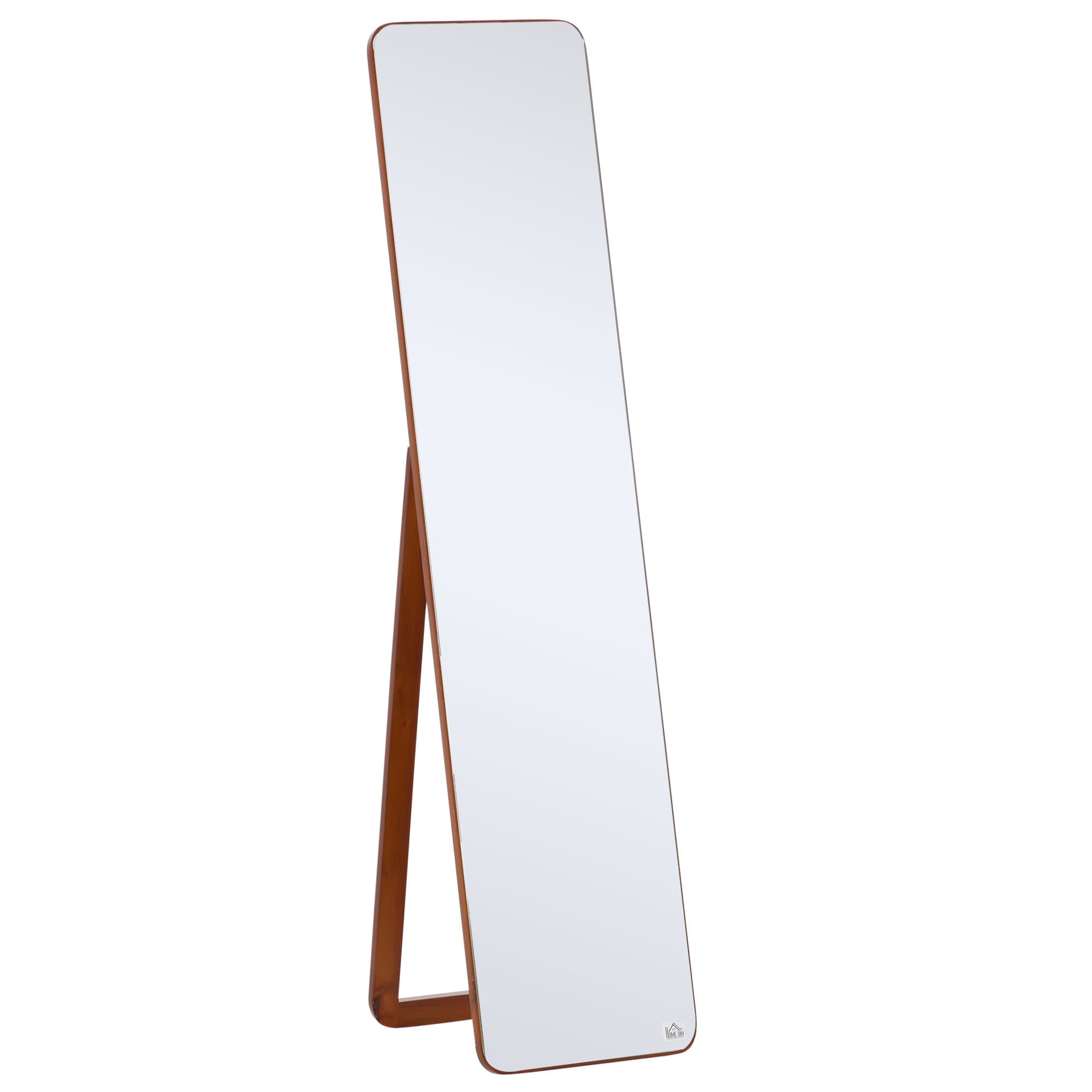 HOMCOM Miroir sur pied miroir au sol miroir mural rectangulaire dim. 37L x 43l x 156H cm MDF Aspect Noyer Clair