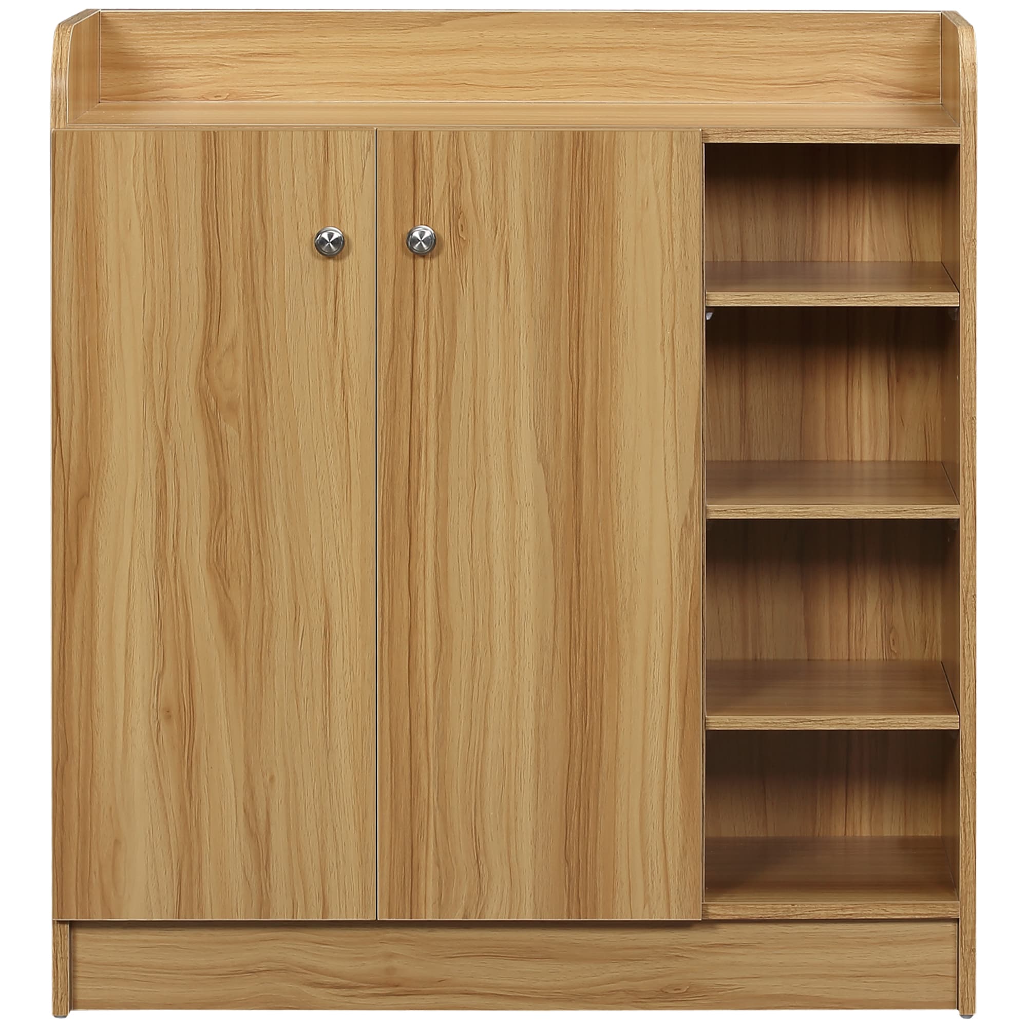 HOMCOM Meuble de rangement à chaussures pour entrée avec 4 compartiments ouverts et placard double porte - étagère réglable