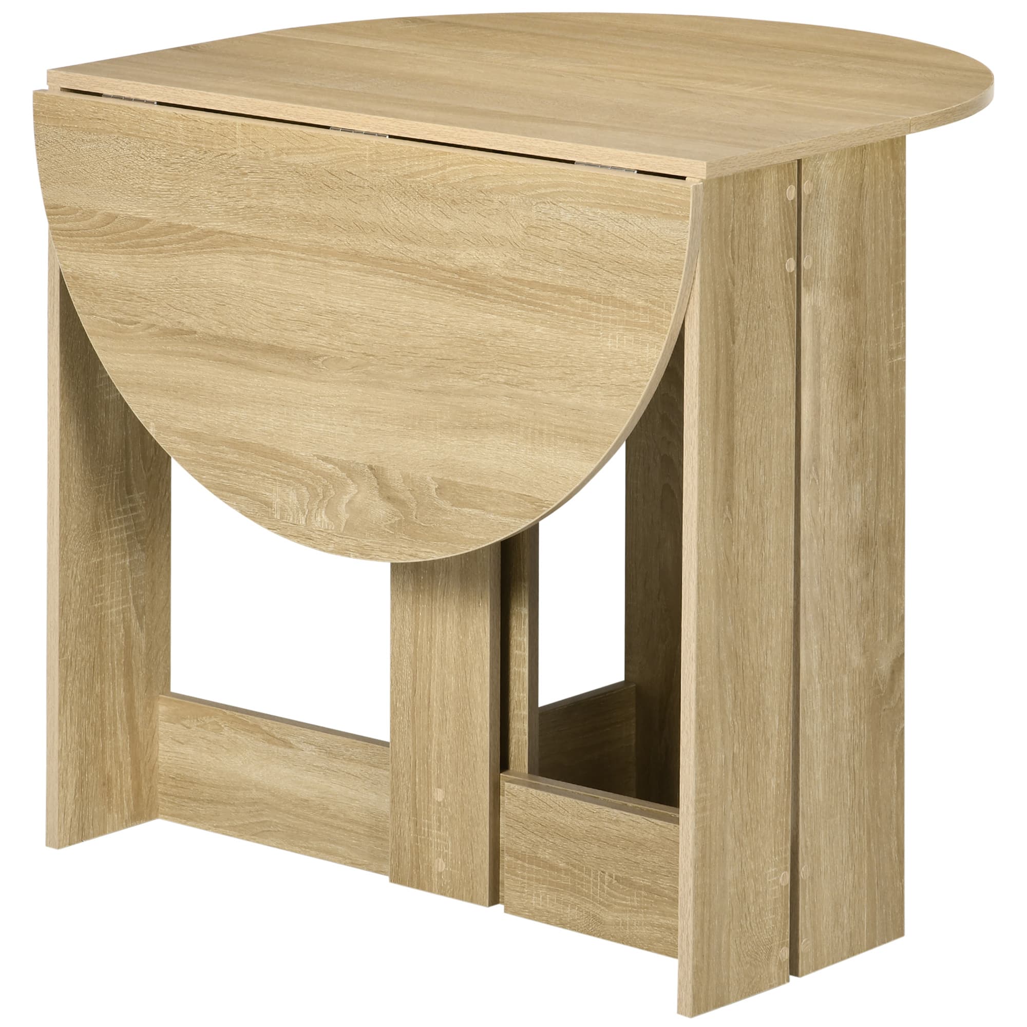 HOMCOM Table pliable de cuisine salle à manger 2 abattants - table ovale extensible - panneaux particules chêne
