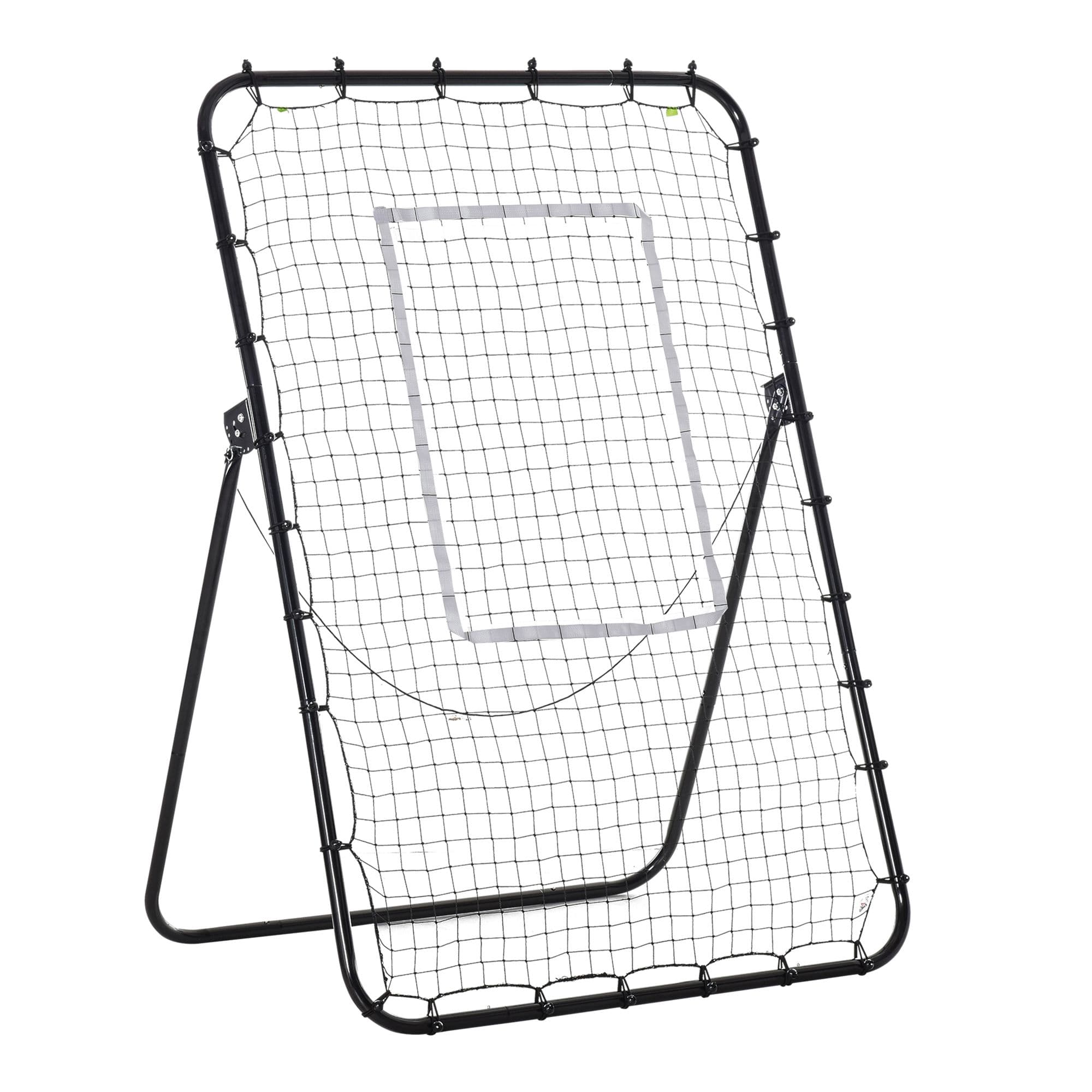HOMCOM Filet de rebond de football ajustable hauteur angle réglables rebondeur pour football pliable cible sardines de fixation fournies noir blanc