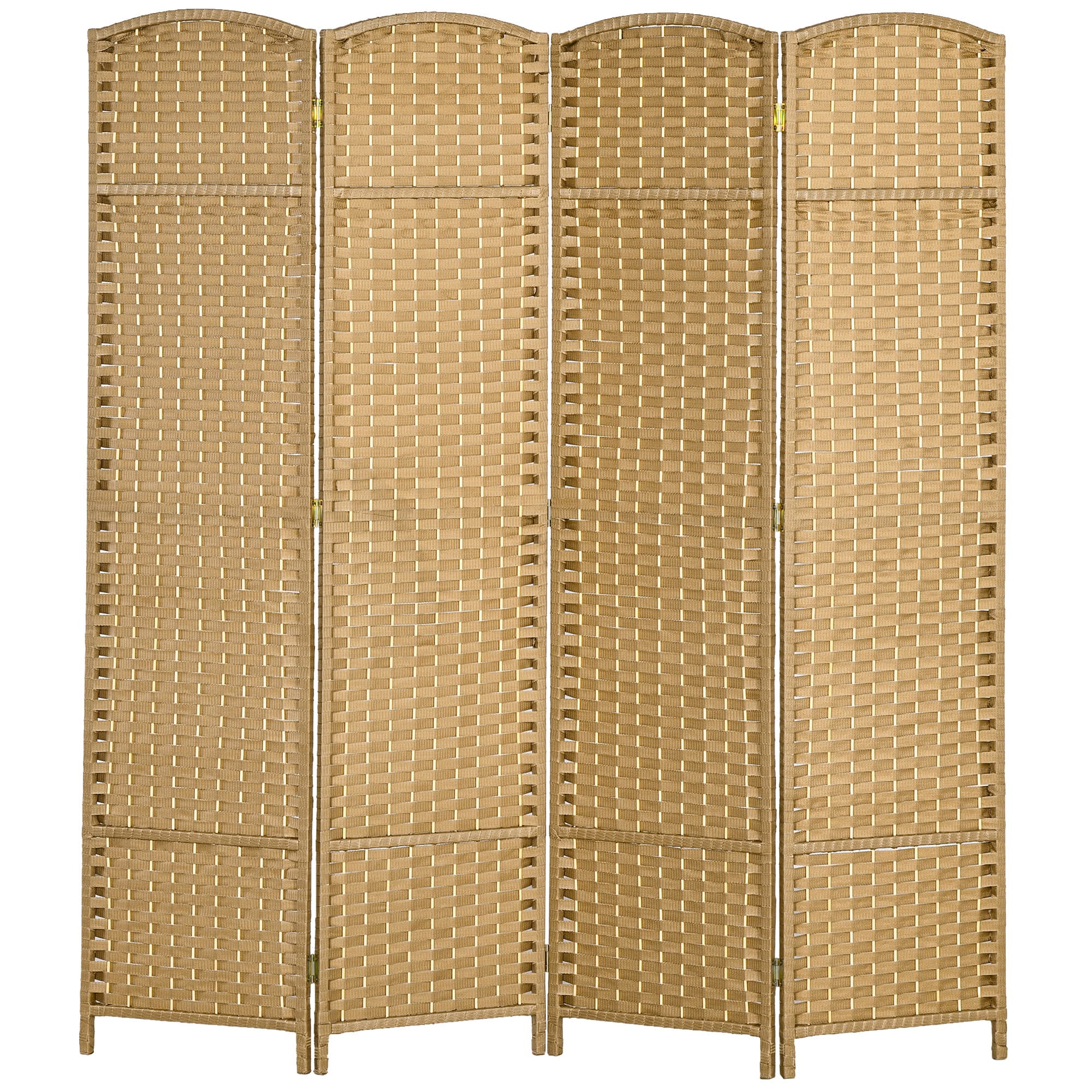 HOMCOM Paravent interieur en bois 4 panneaux 160 x 170 cm séparateur de pièce pliable pour salon, chambre à coucher, naturel