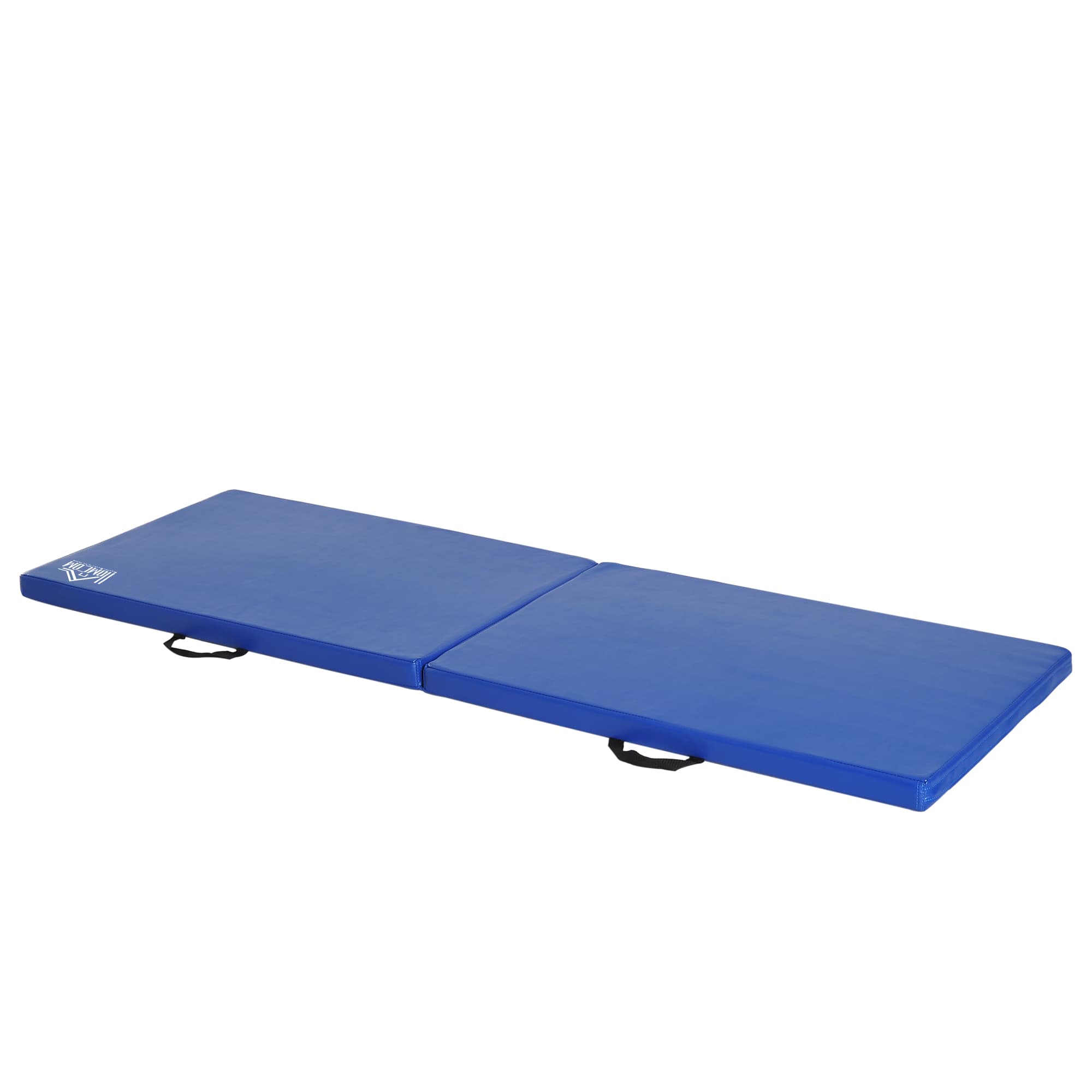 HOMCOM tapis de gymnastique fitness, pliable facile à ranger, dessous antidérapant, 180x60x5cm revêtement synthétique bleu Aosom France