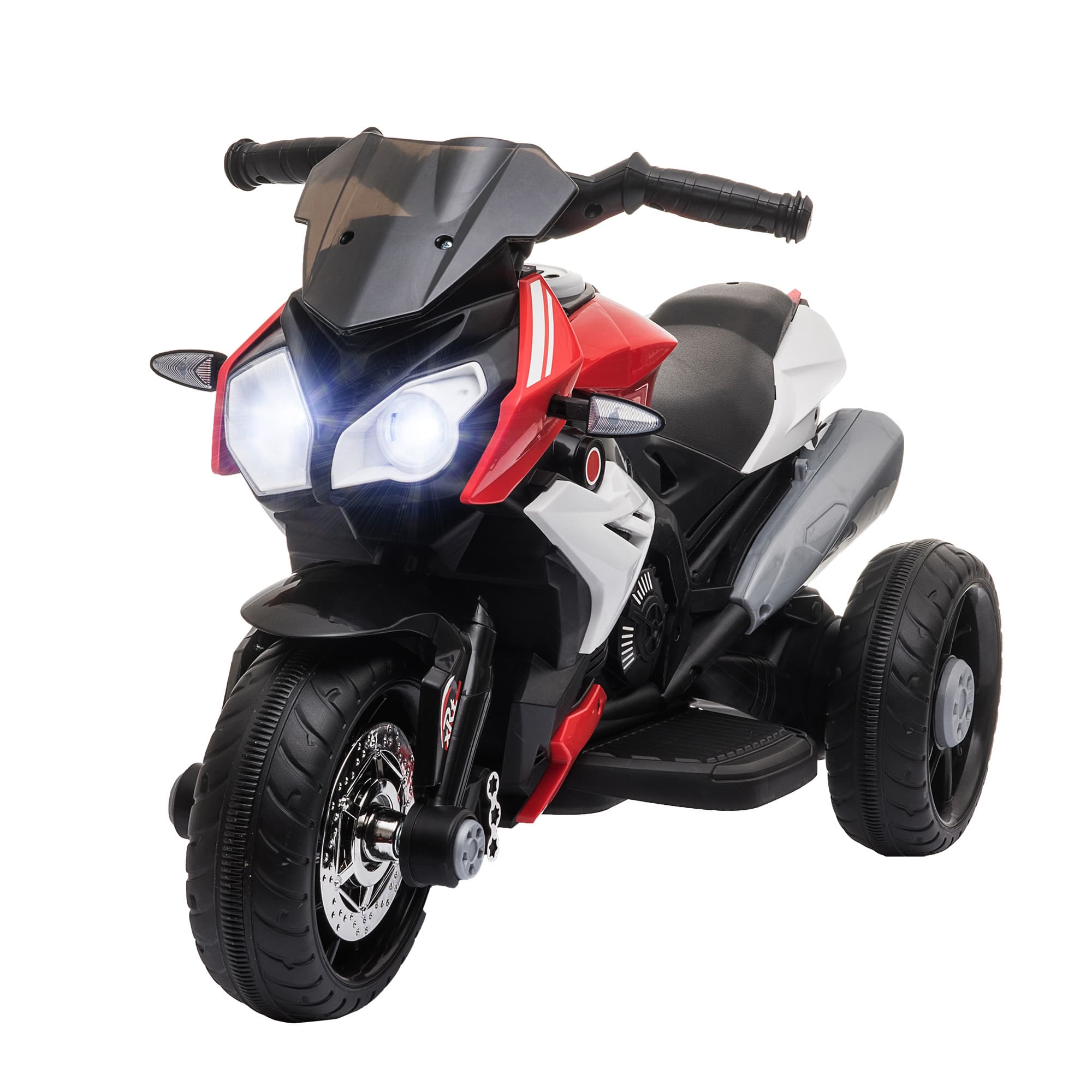 HOMCOM Moto électrique pour Enfants 3 Roues 6 V 3 Km/h Effets Lumineux et sonores Rouge