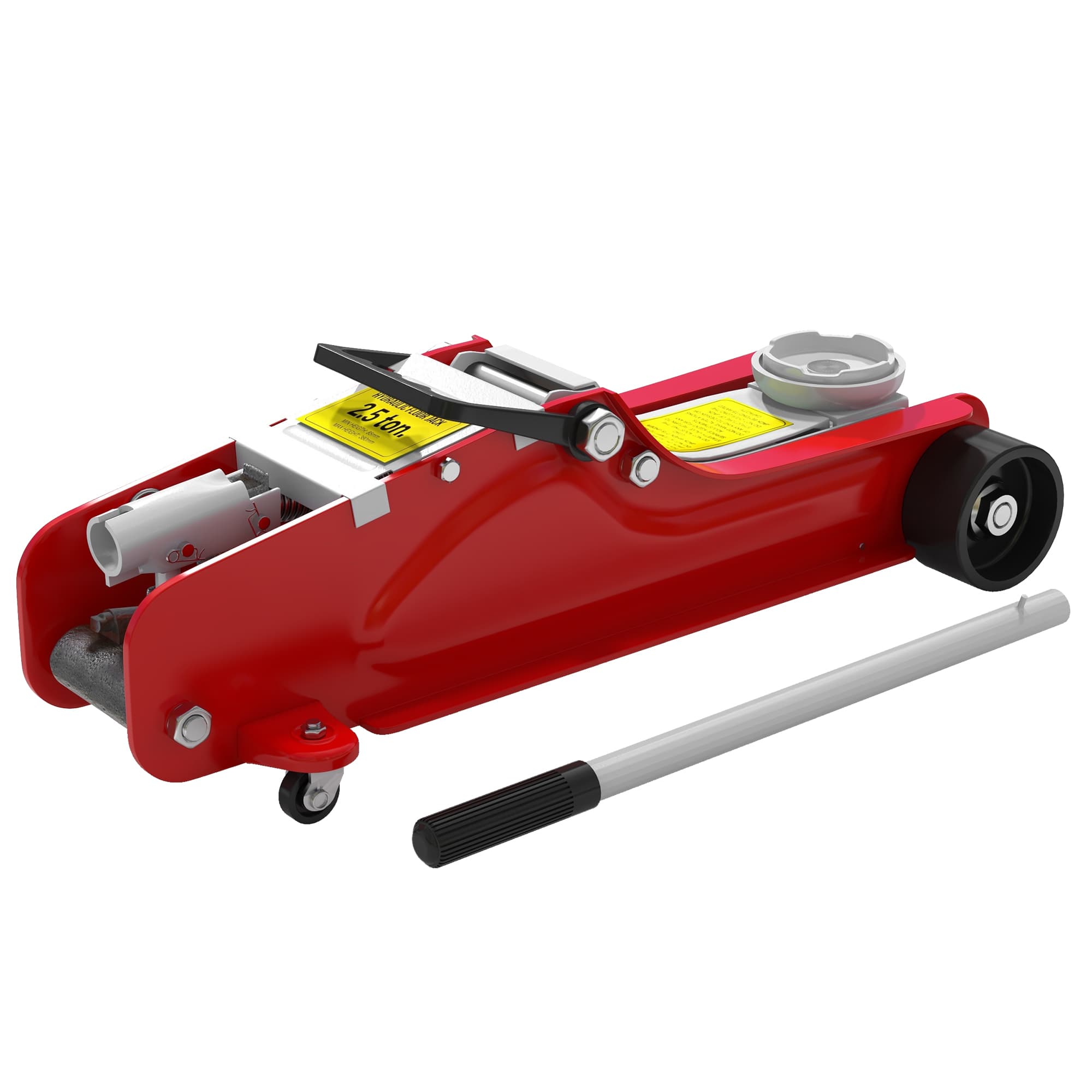 HOMCOM Cric hydraulique à profil bas, en acier robuste, Charge maximale de 2500 kg, capacité de levage de 8 à 38 cm, rouge