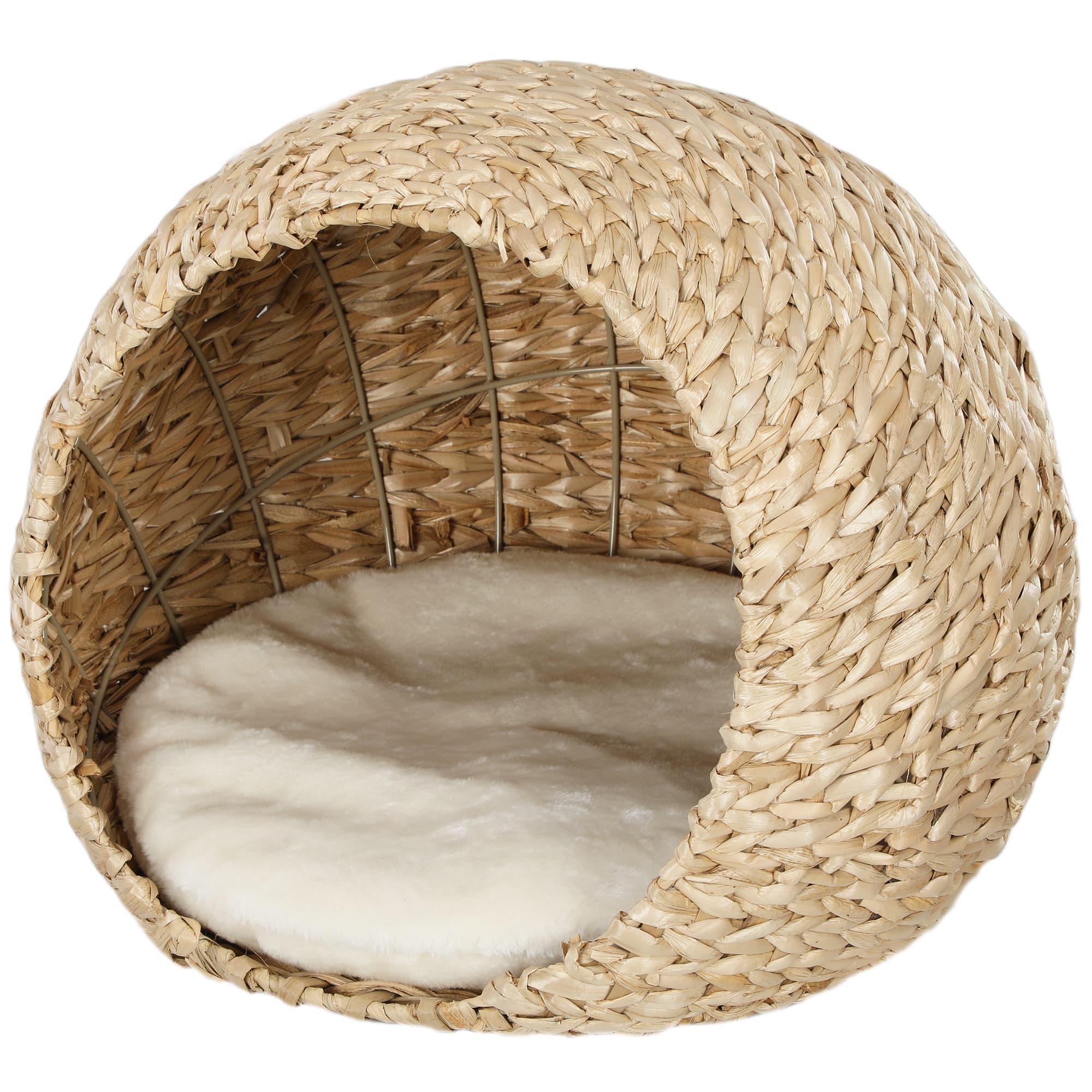 PawHut Panier pour chat maison pour chats coussin moelleux intérieur spacieux en quenouille 45 x 41 x 37 cm marron