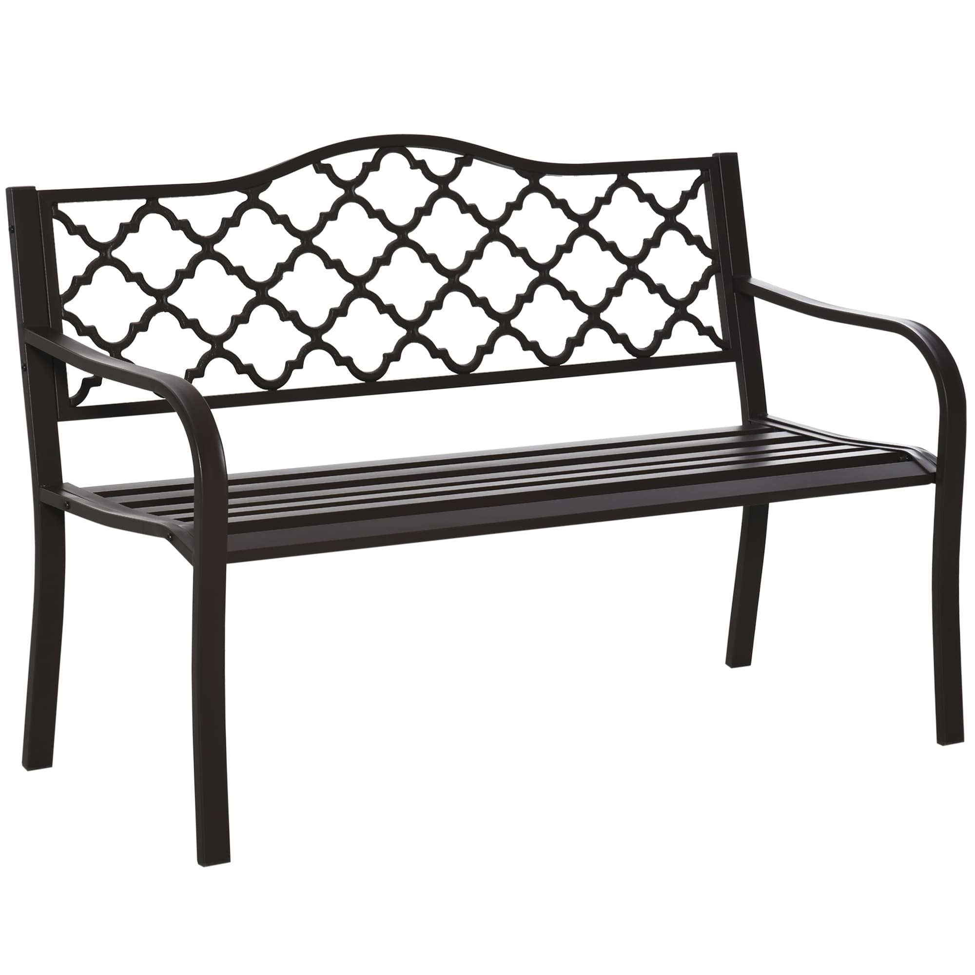 Outsunny Banc 3 places de jardin terrasse style rural chic 127L x 60l x 90H cm métal époxy anticorrosion fonte noir aosom france