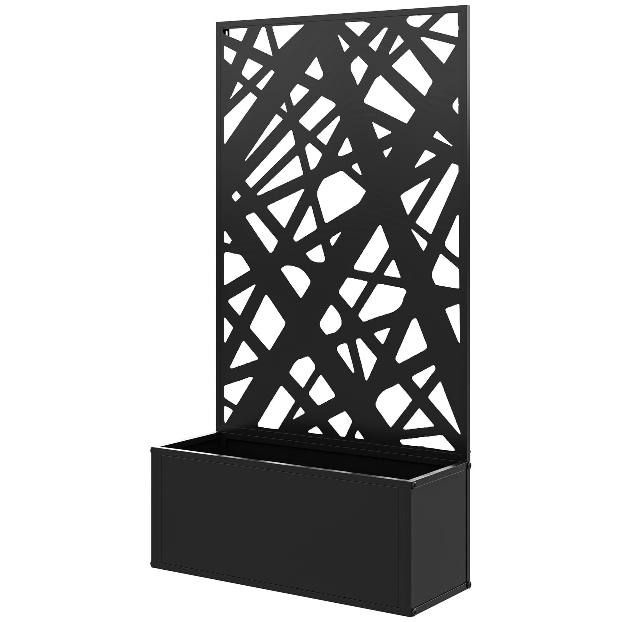 Outsunny Jardinière avec brise-vue paravent treillis pour Plante Grimpante, bac à Fleurs - dim. 61L x 23l x 113H cm