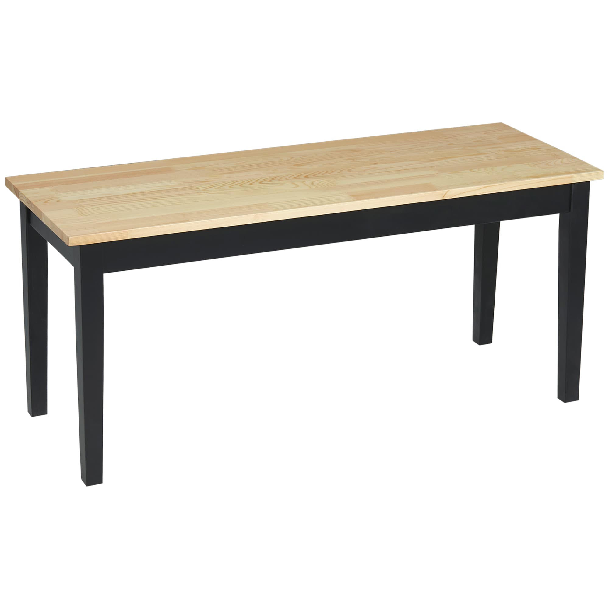 HOMCOM Banc en bois pour 2 personnes bicolore assise naturelle et piètement noir 102 x 36 x 45 cm