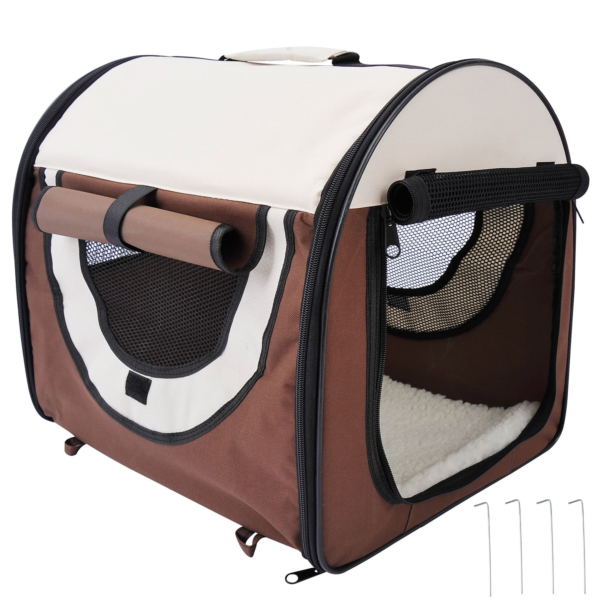 PawHut Sac Transport Respirant Chien Chat Pliable Coussin Amovible 46x36x41cm Aosom France