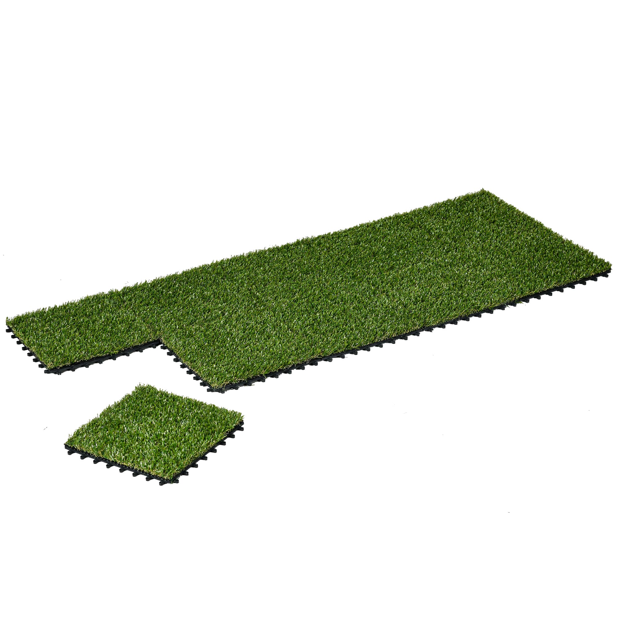 Outsunny Pelouse Artificielle Confort Épaisseur 3cm Set 10 Dalles Emboîtables 30x30cm Vert Aosom France