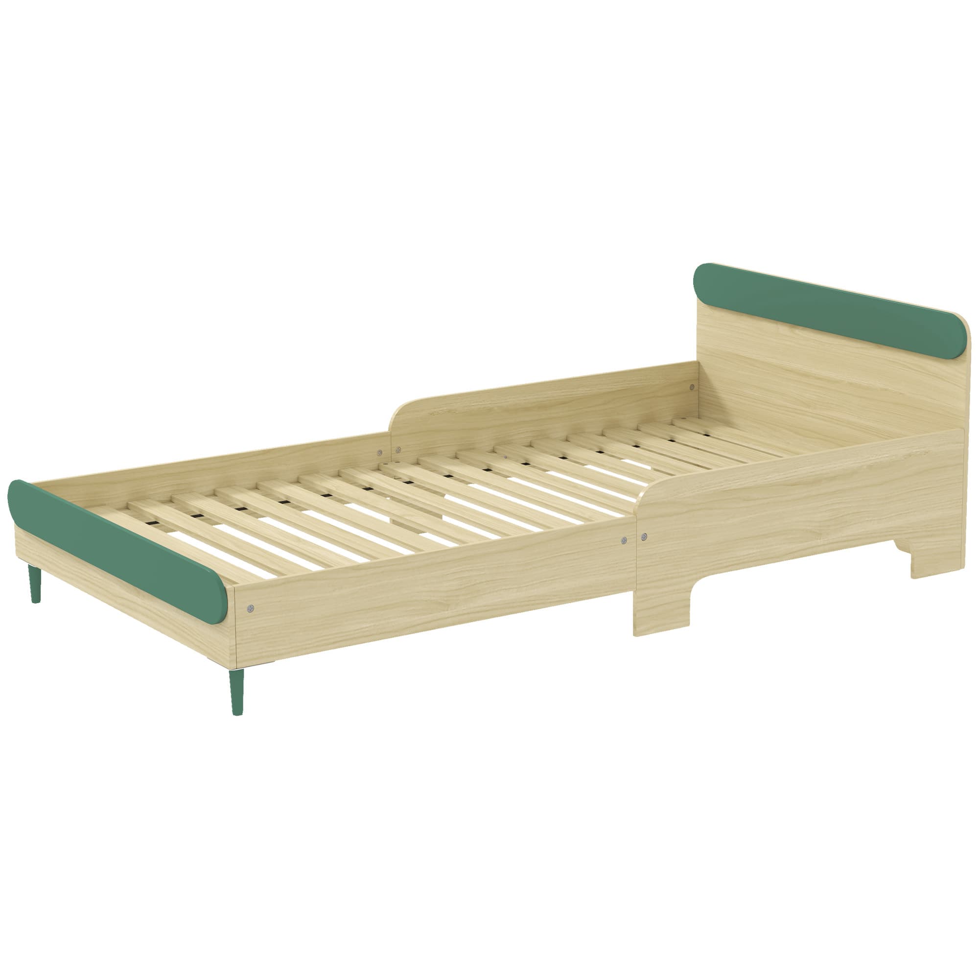 AIYAPLAY Lit pour enfant lit au sol enfant de 3 à 10 ans avec barrière de sécurité, sommier à lattes inclus, vert