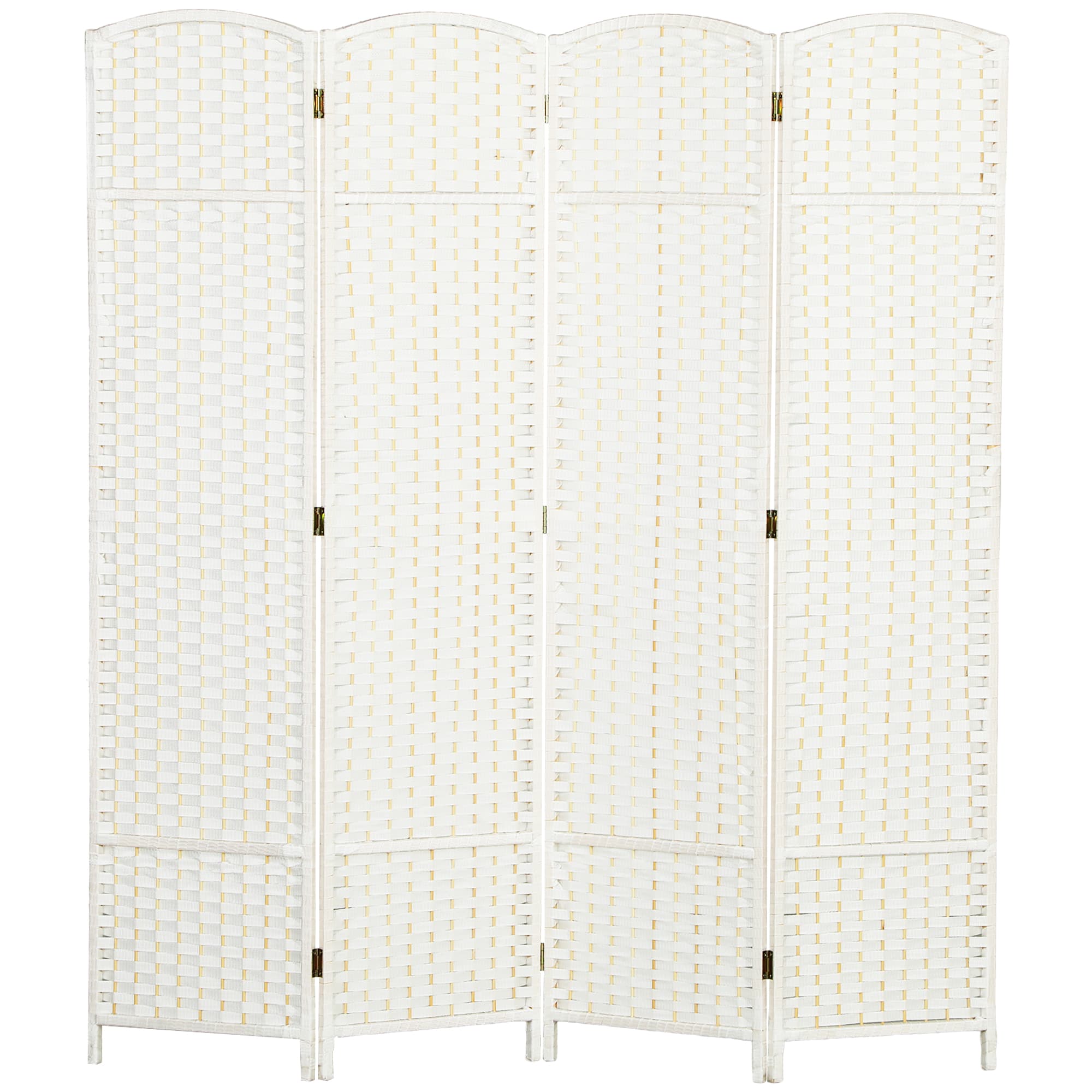 HOMCOM Paravent interieur en bois 4 panneaux 160 x 170 cm séparateur de pièce pliable pour salon, chambre à coucher, blanc