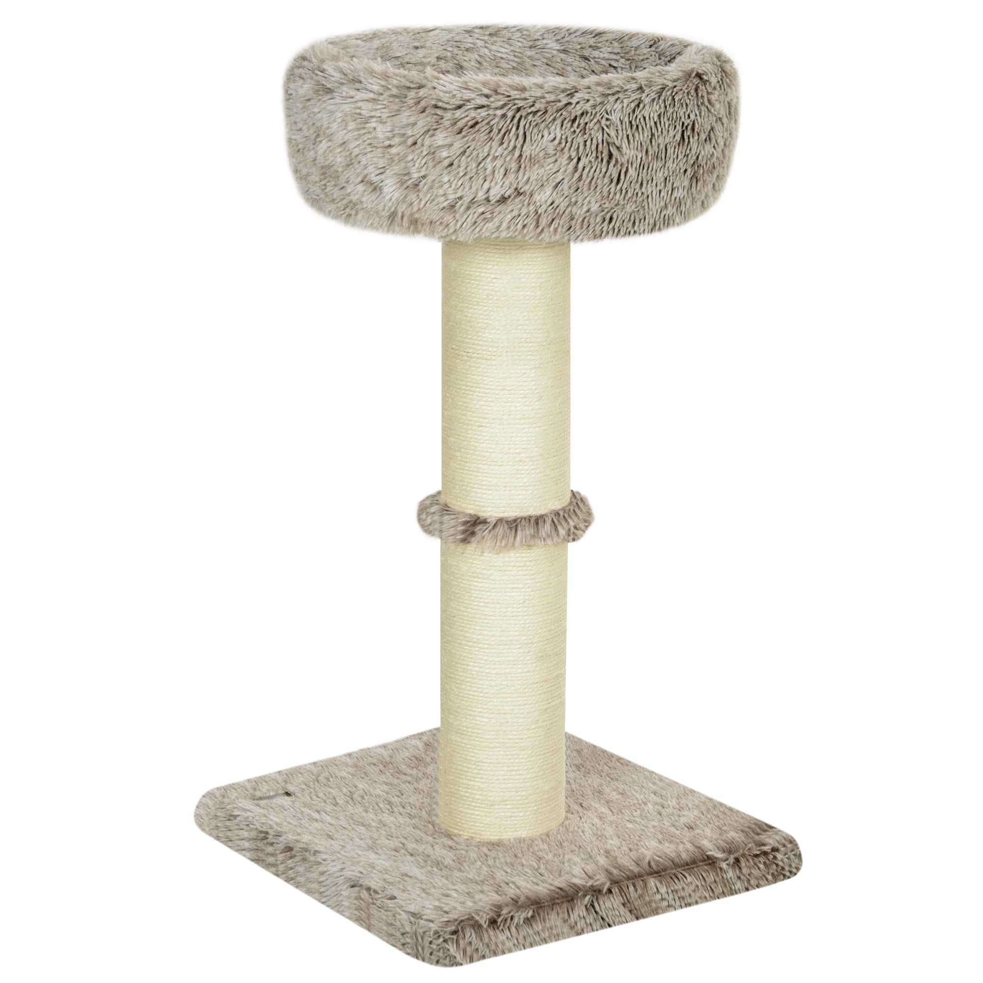 PawHut Arbre à chat Marron avec Griffoir et Lit en peluche Base Stable Parfait pour Intérieur 45x45x87 cm Aosom France