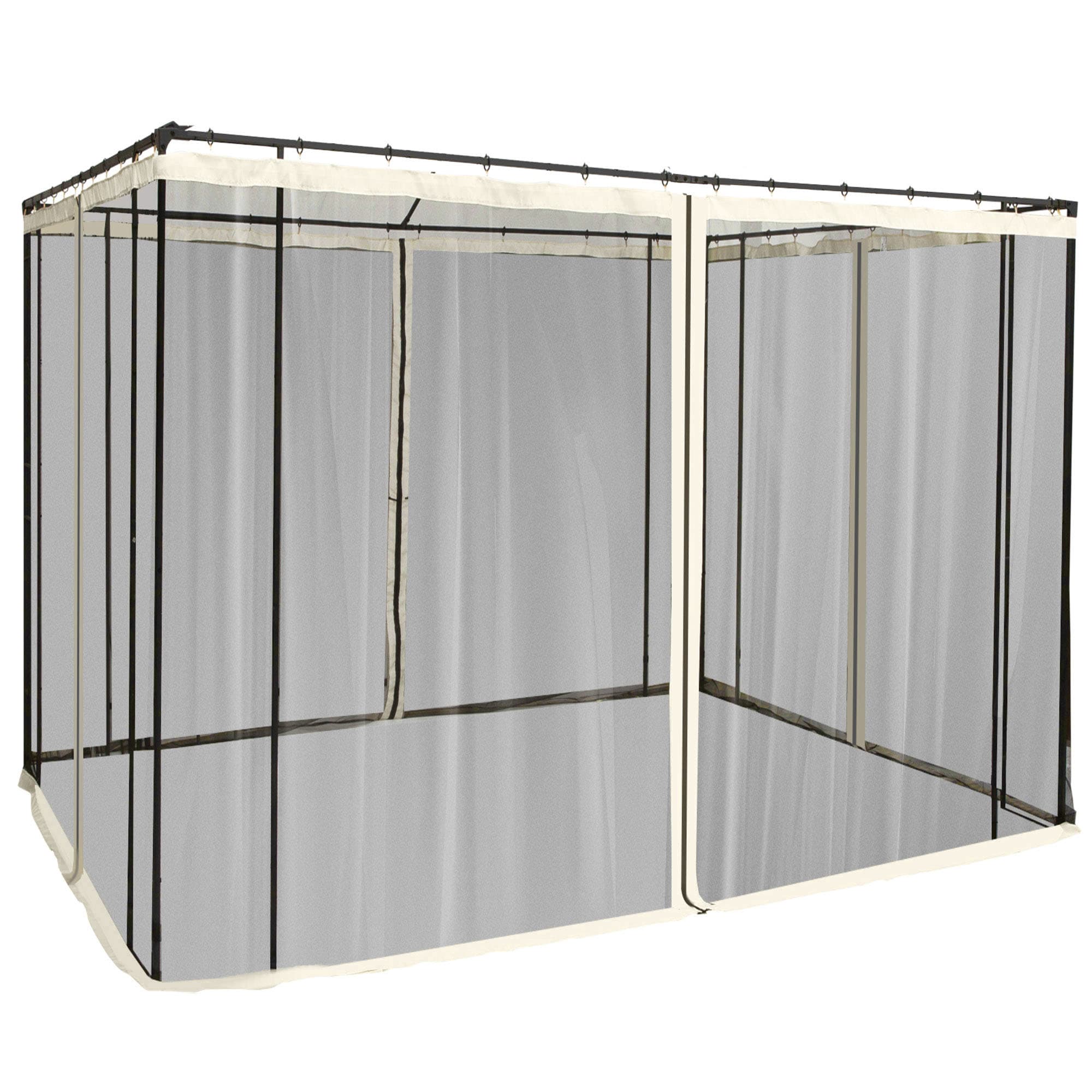 Outsunny Moustiquaires pour tonnelle barnum pavillon de jardin 3 x 3 m - lot de 4 moustiquaires zippées + crochets d'attaches - polyester nylon