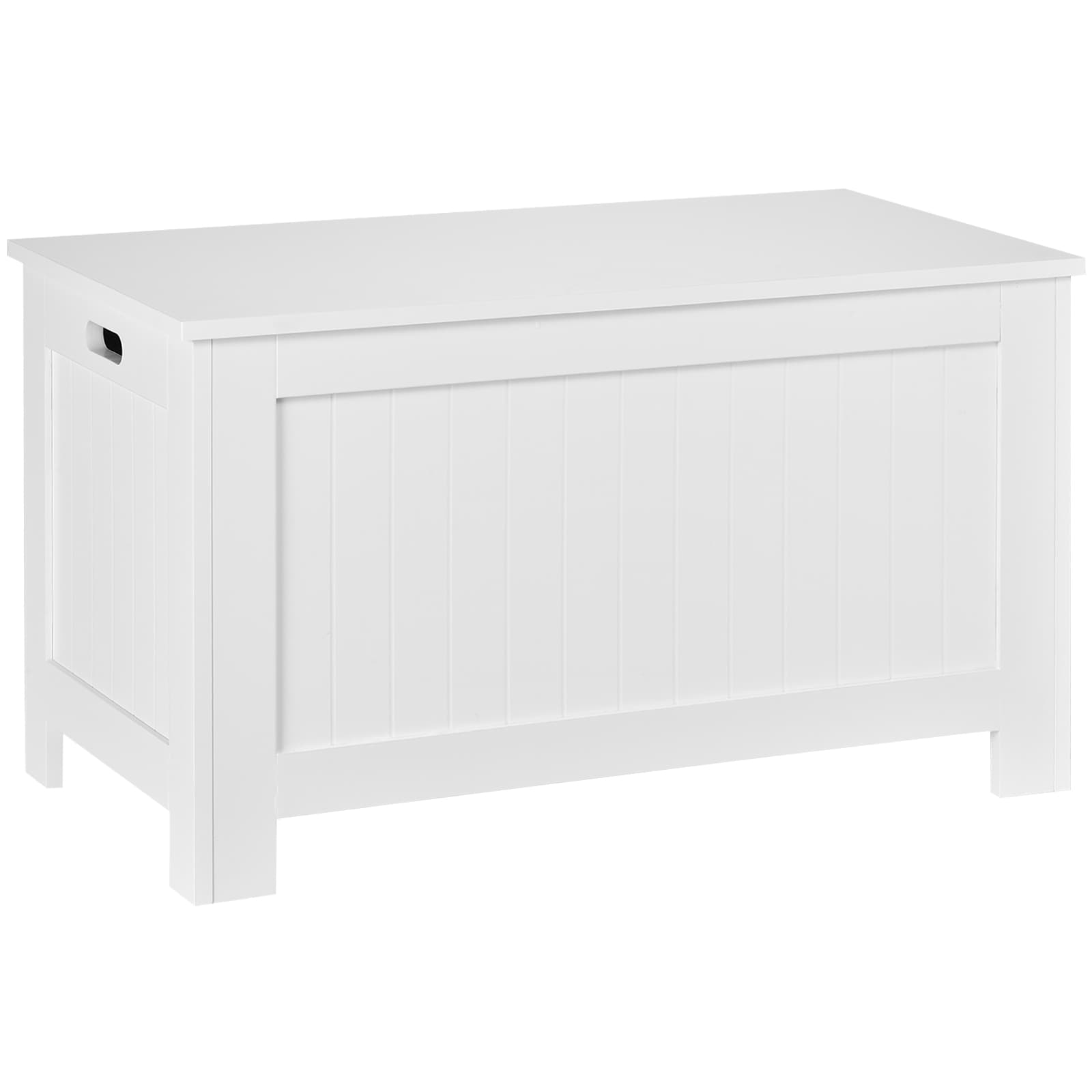 HOMCOM Coffre malle de rangement style contemporain 81L x 40l x 46H cm MDF blanc