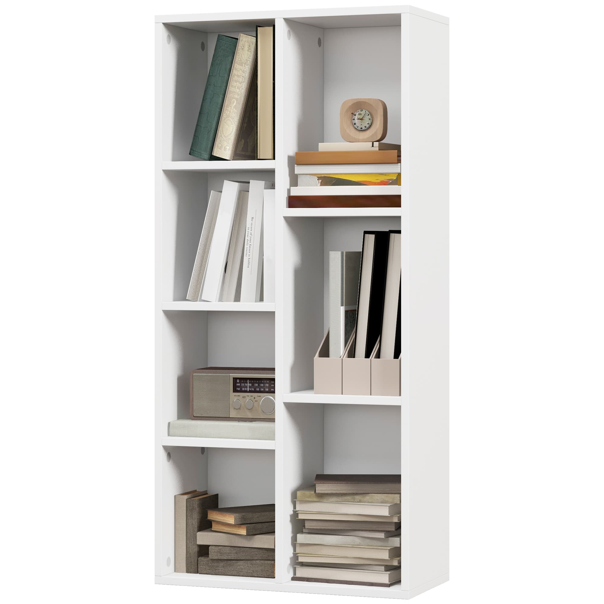HOMCOM Meuble de rangement Bibliothèque étagère 7 cubes pour intérieur, salon, chambre - 50l x 24P x 106H cm, blanc