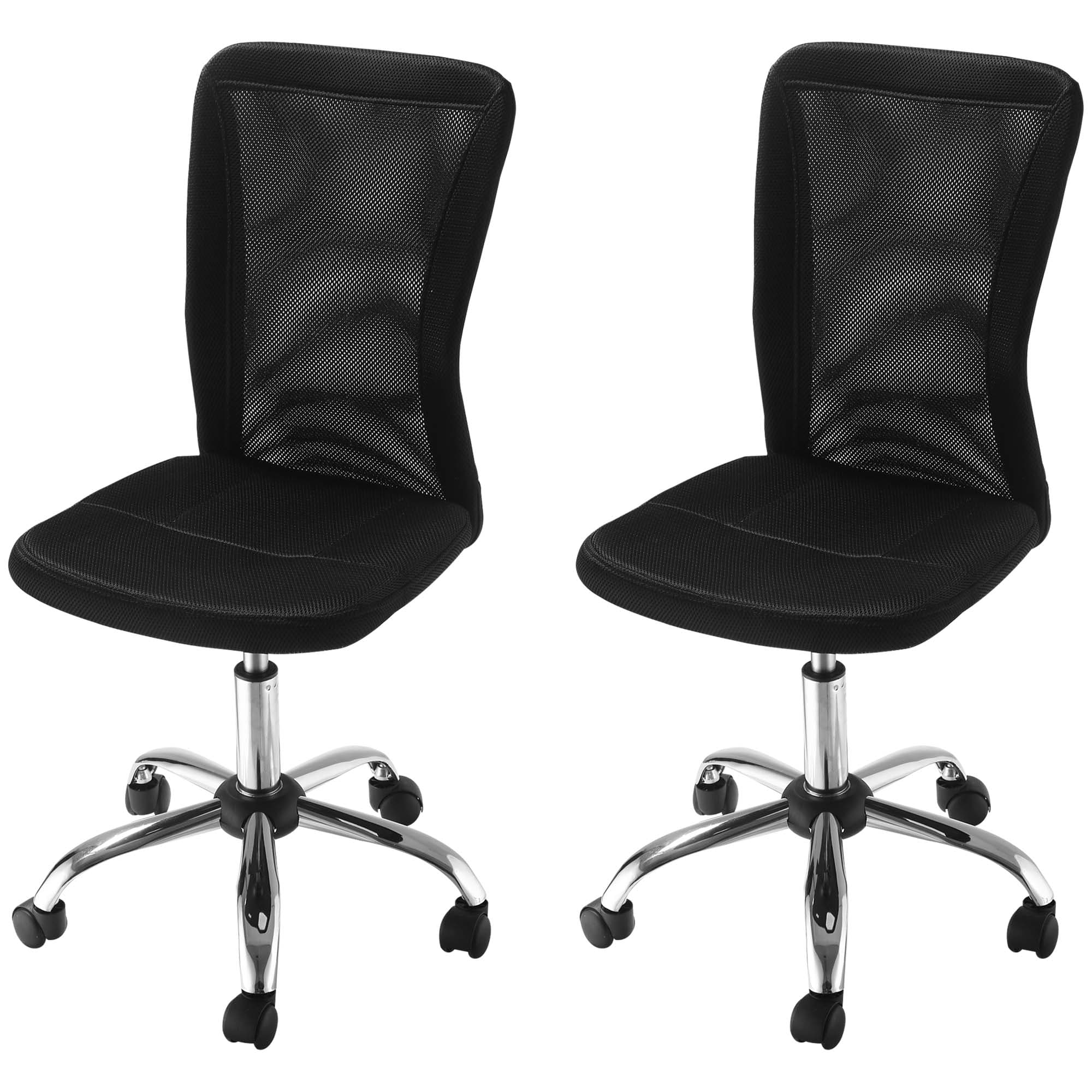 Vinsetto Lot 2 de chaises de bureau fauteuil bureau ergonomique hauteur réglable piètement chromé pivotant 360° revêtement maille noir