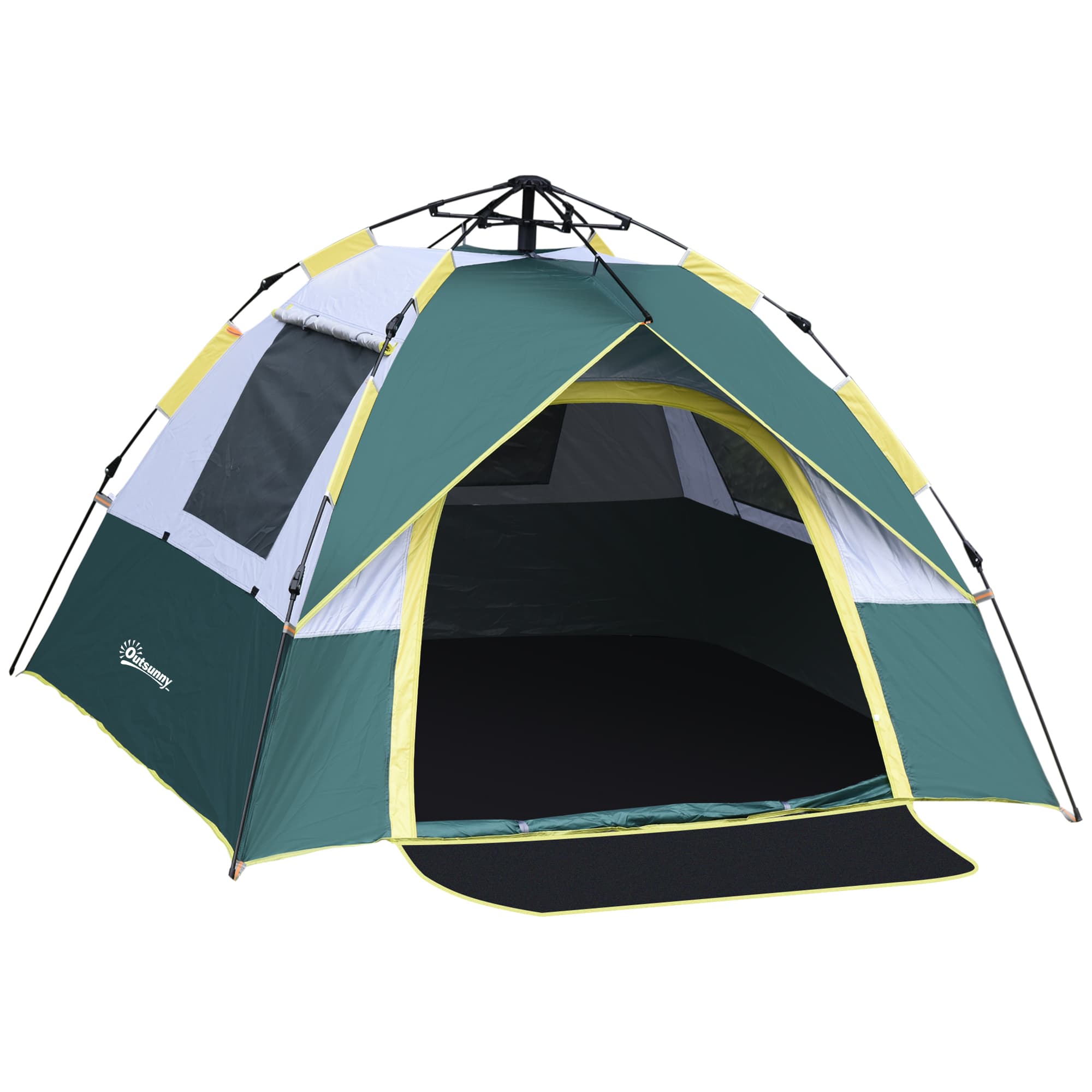 Outsunny Tente de camping 3 personnes automatique 3 saisons imperméable avec 3 fenêtres 205 x 195 x 135 cm vert olive Aosom France