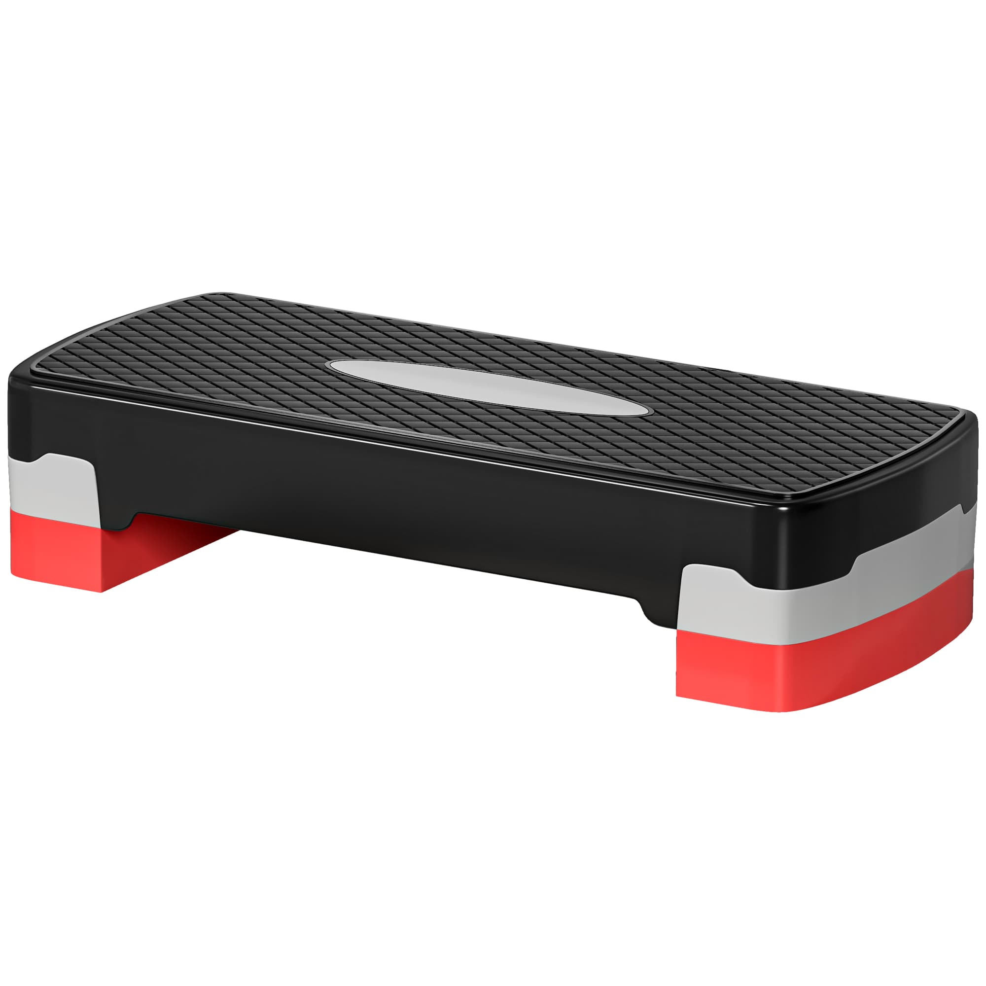 HOMCOM Stepper aerobic fitness hauteur reglable 2 niveaux surface antiderapante plastique 68 x 29 x 15 cm rouge noir et gris