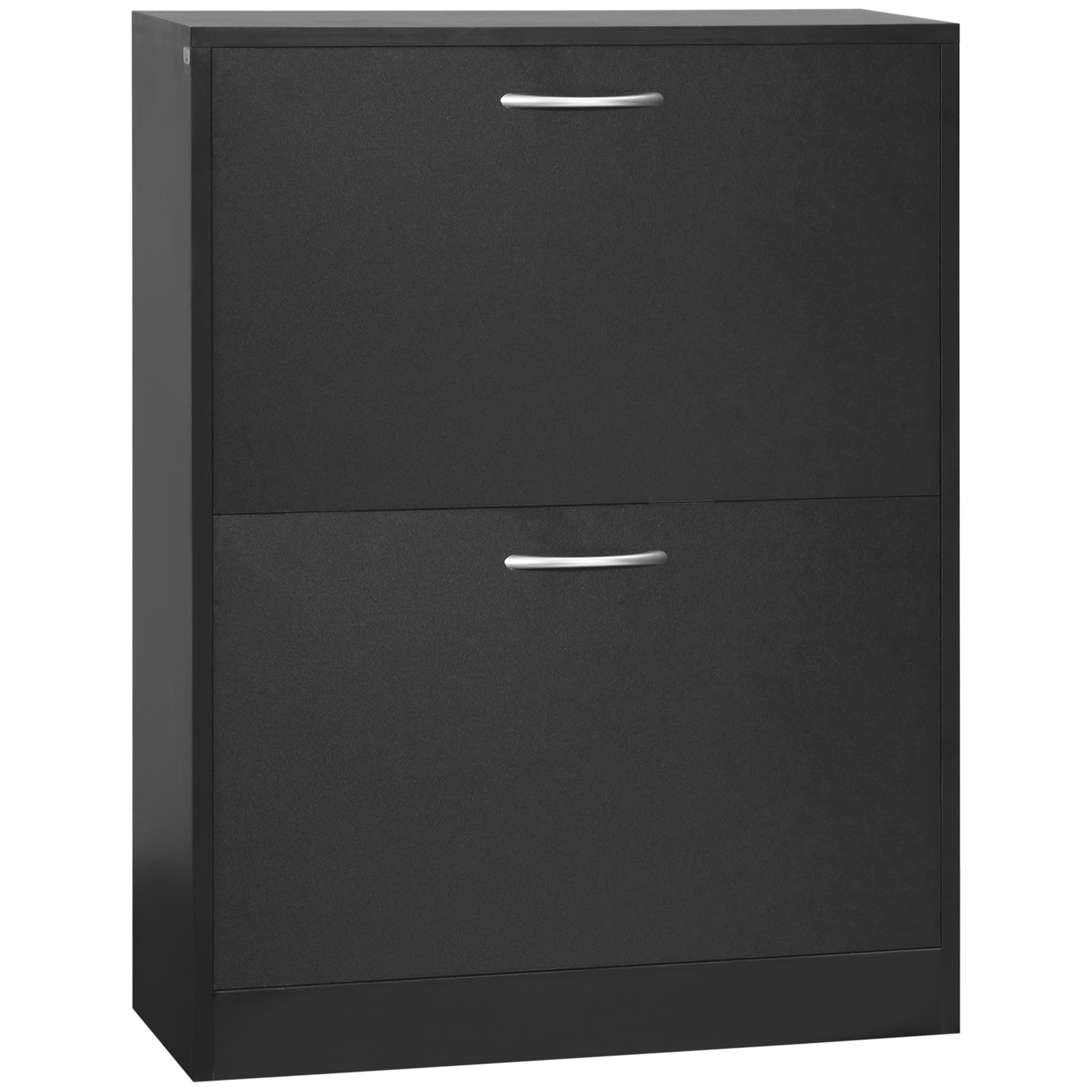 Homcom Armoire à Chaussures Meuble à Chaussures Cloisons Réglable Portes Abattantes 12 Paires Panneau de Particule 60 x 24 x 80 cm Noir