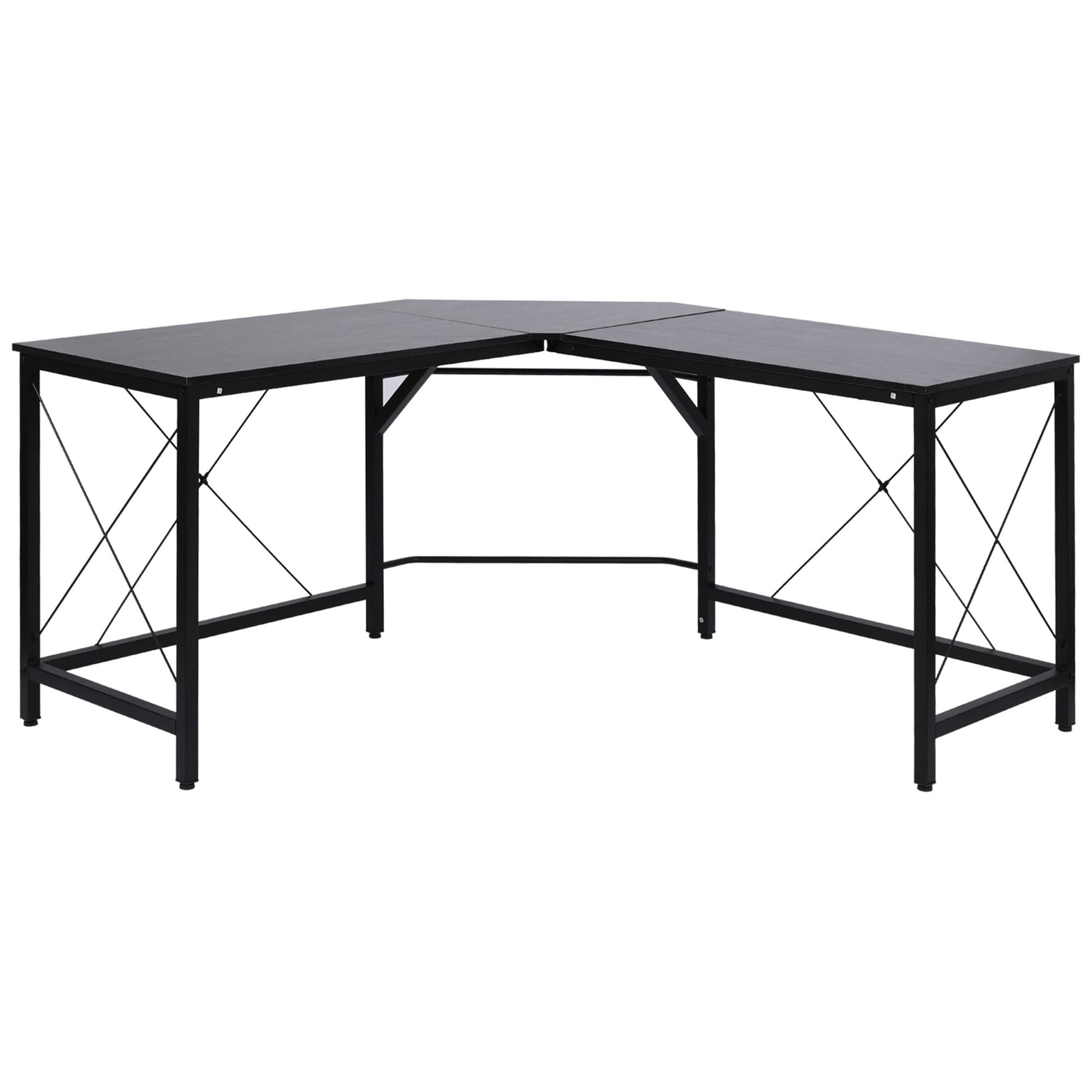 Homcom Bureau Informatique Bureau d’Angle Ordinateur Table d’Angle Poste de Travail MDF 150 x 150 x 76 cm Noir aosom france