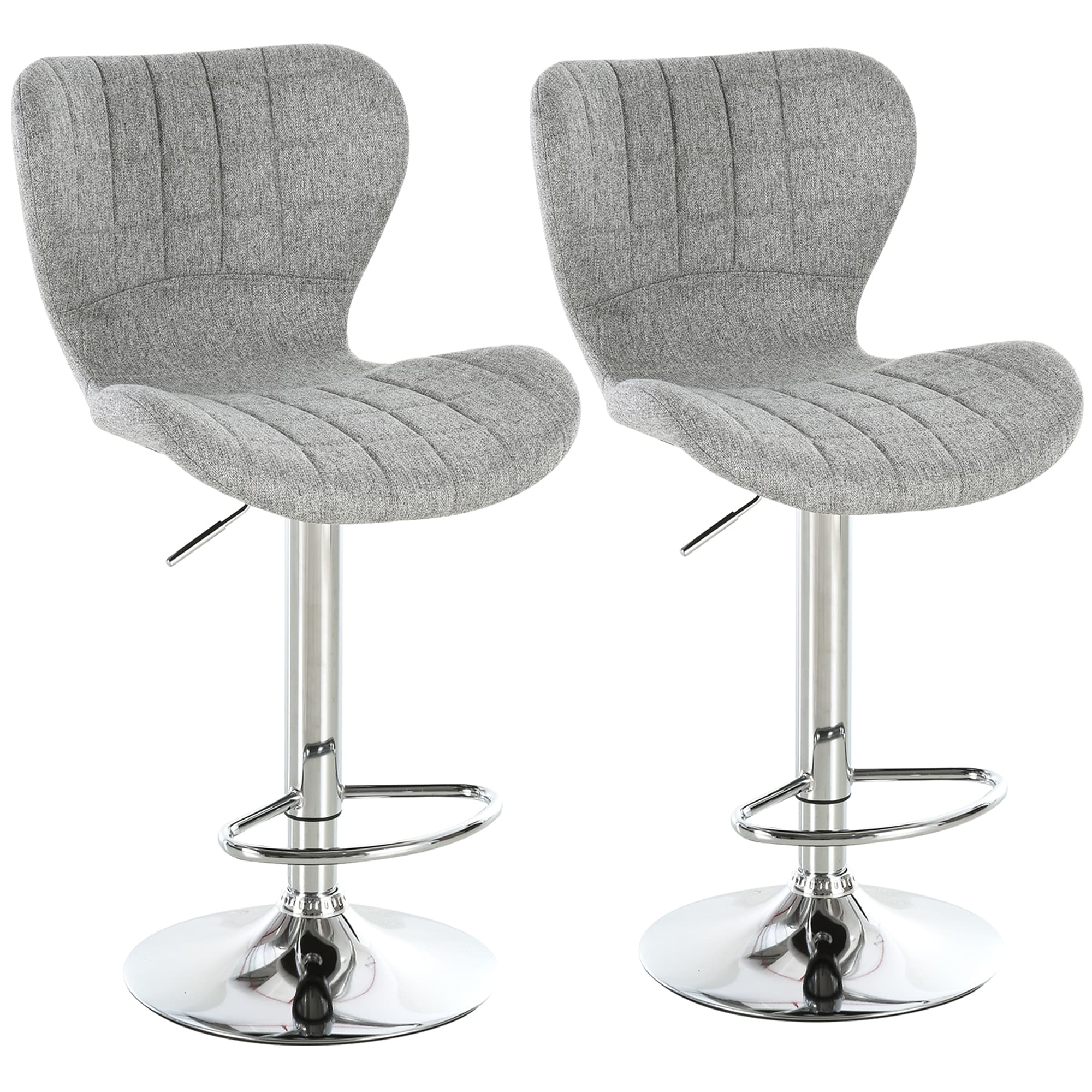 HOMCOM Lot de 2 Tabouret de Bar Design Contemporain Hauteur d'assise réglable 59-81 cm pivotant 360° Lin Gris