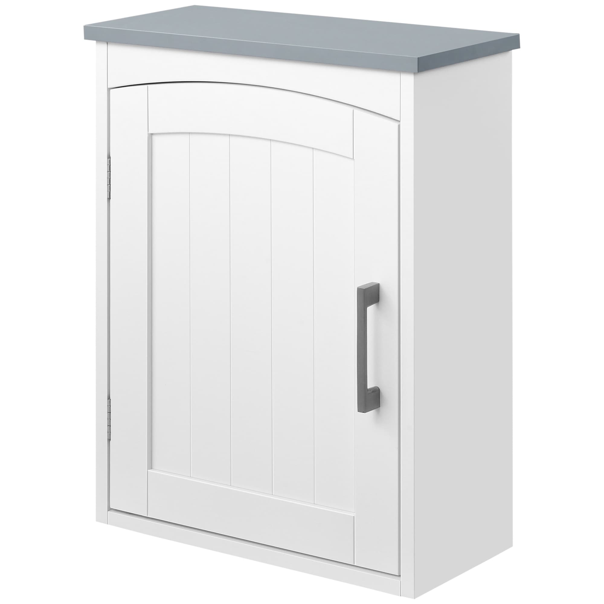 Kleankin Armoire Murale WC Suspendue Blanche avec Porte et Étagère Réglable Aosom France