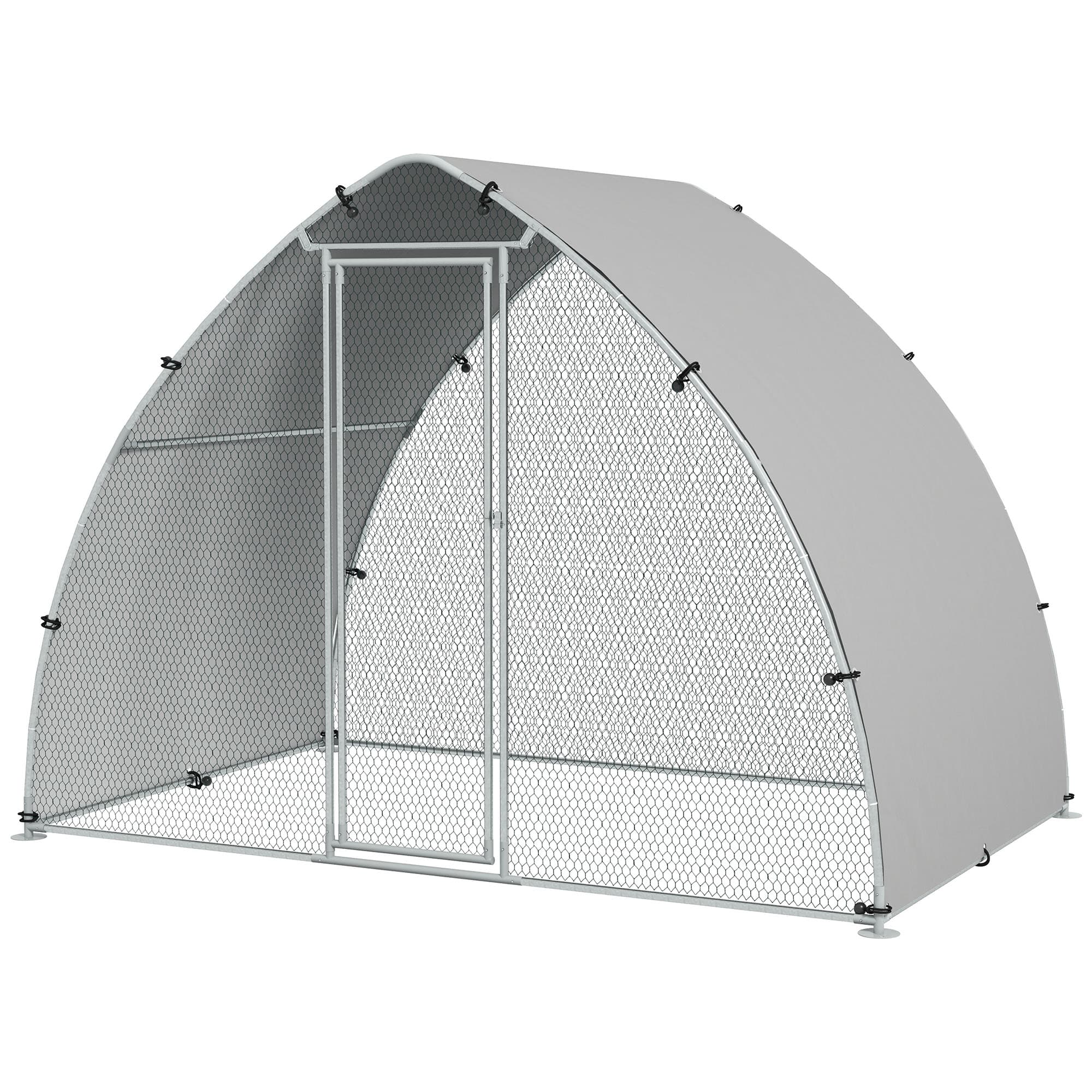 PawHut Grand enclos poulailler chenil volière extérieure 5,75m2 toit anti-UV toit anti-UV, acier galvanisé, porte verouillable