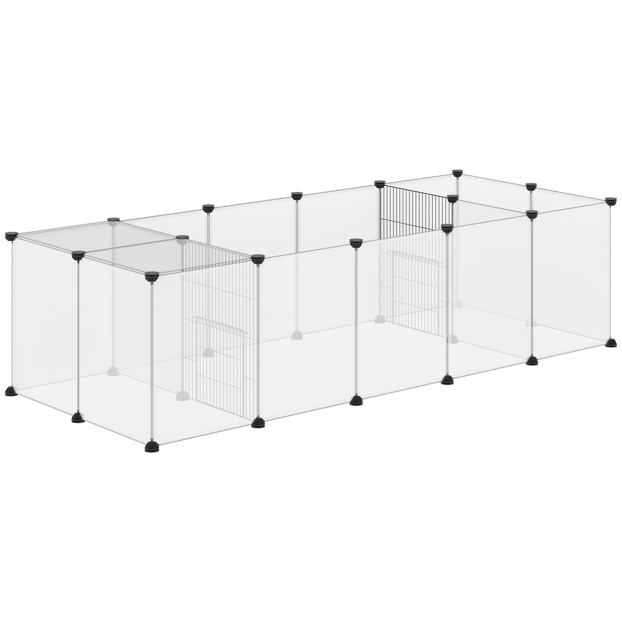 PawHut Enclos parc modulable cage pour petits animaux 20 panneaux pour lapin hamster chiot cochon 175 x 70 x 45 cm blanc