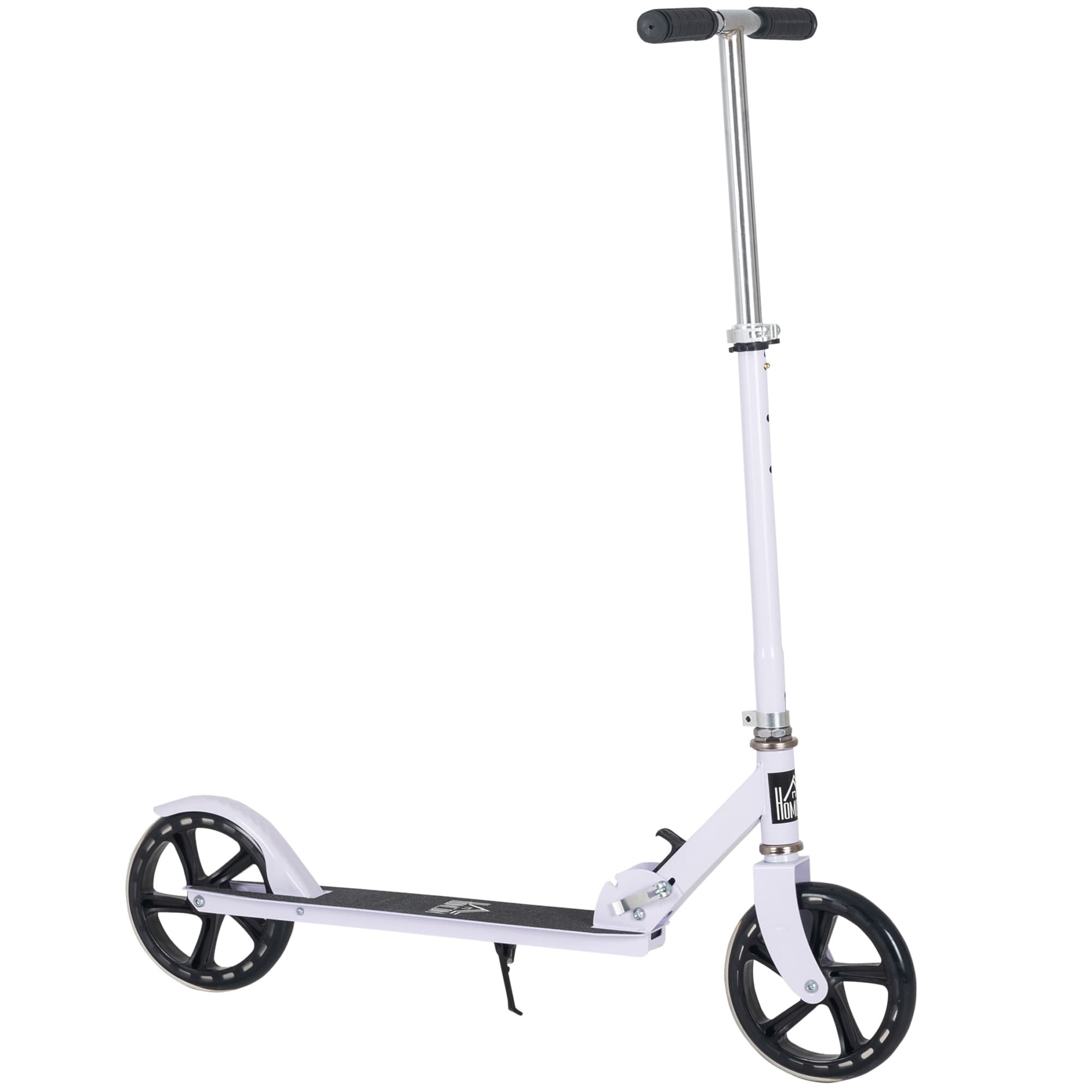 HOMCOM Trottinette pliable deux roues hauteur guidon réglable sur 4 niveaux système de freinage à friction arrière enfants de 3 à 8 ans blanc