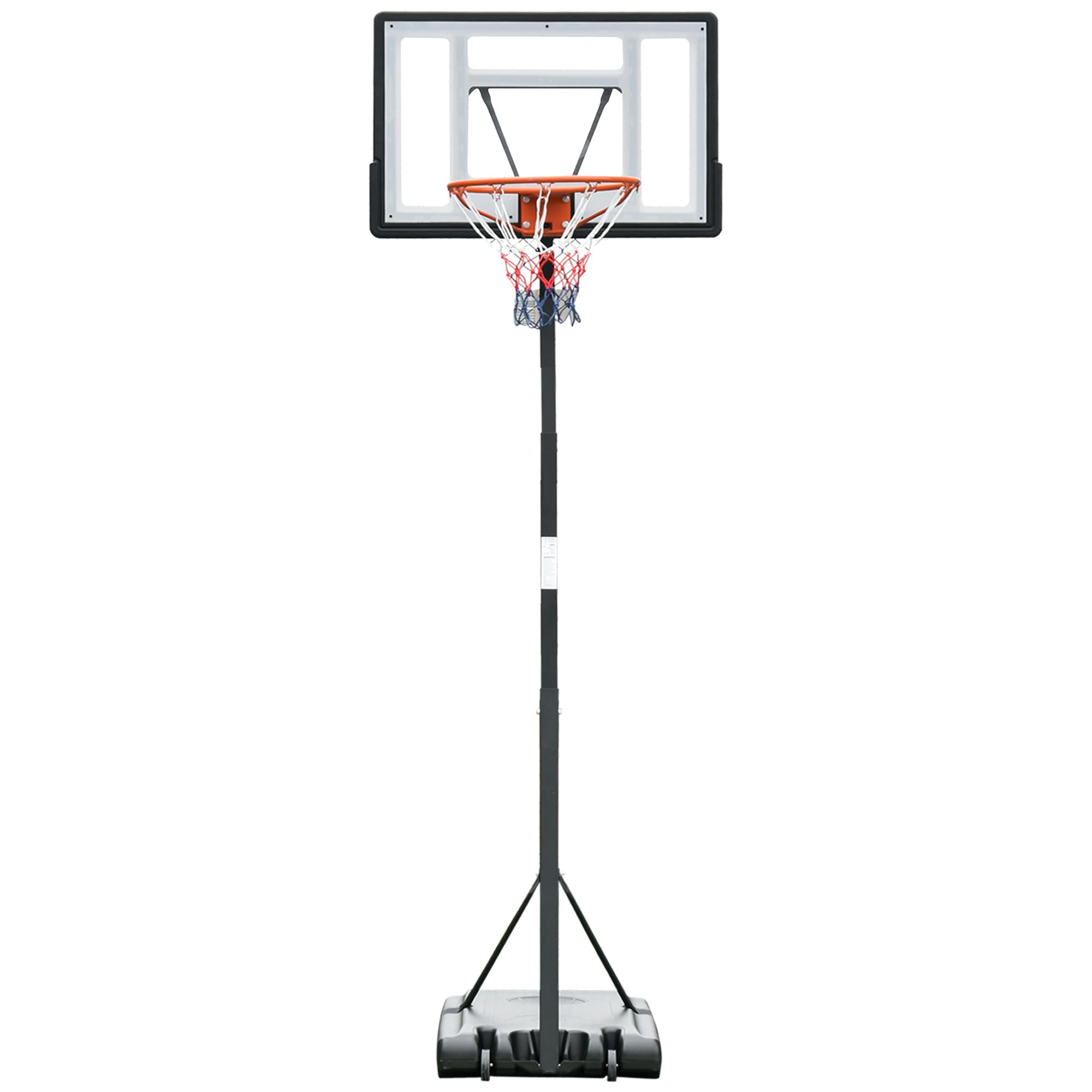 HOMCOM Panier de Basket-Ball sur pied avec poteau panneau base de lestage sur roulettes hauteur réglable panier 2,55 - 3,05 m noir blanc